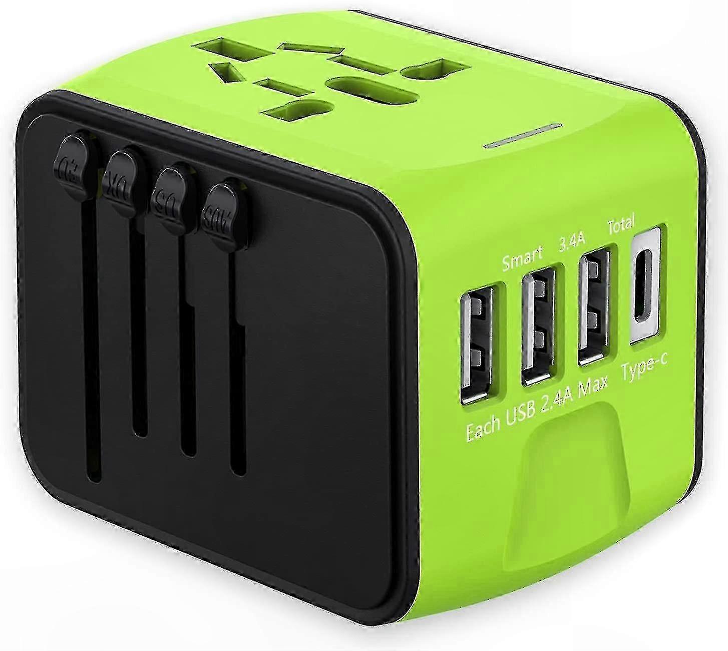 Global Travel Plug Adapter with USB Ports, 2.4A 3xUSB-A and 3.0A 1xUSB-C Charger for Worldwide Use