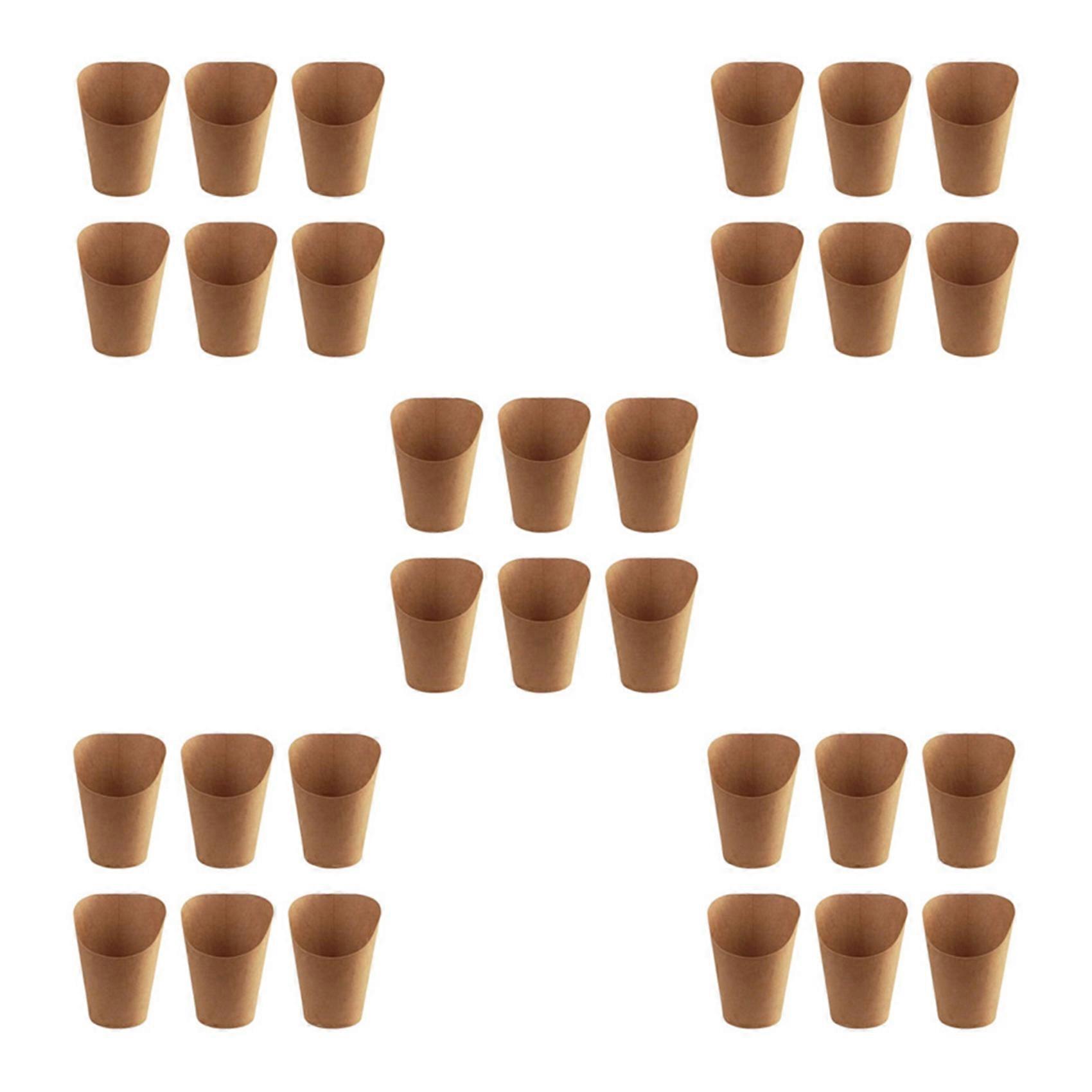 500Pcs Disposal Baking Cakes Egg Puff French Fries Chips Snacks Kraft Paper Cups Holder, 300Ml (Brow