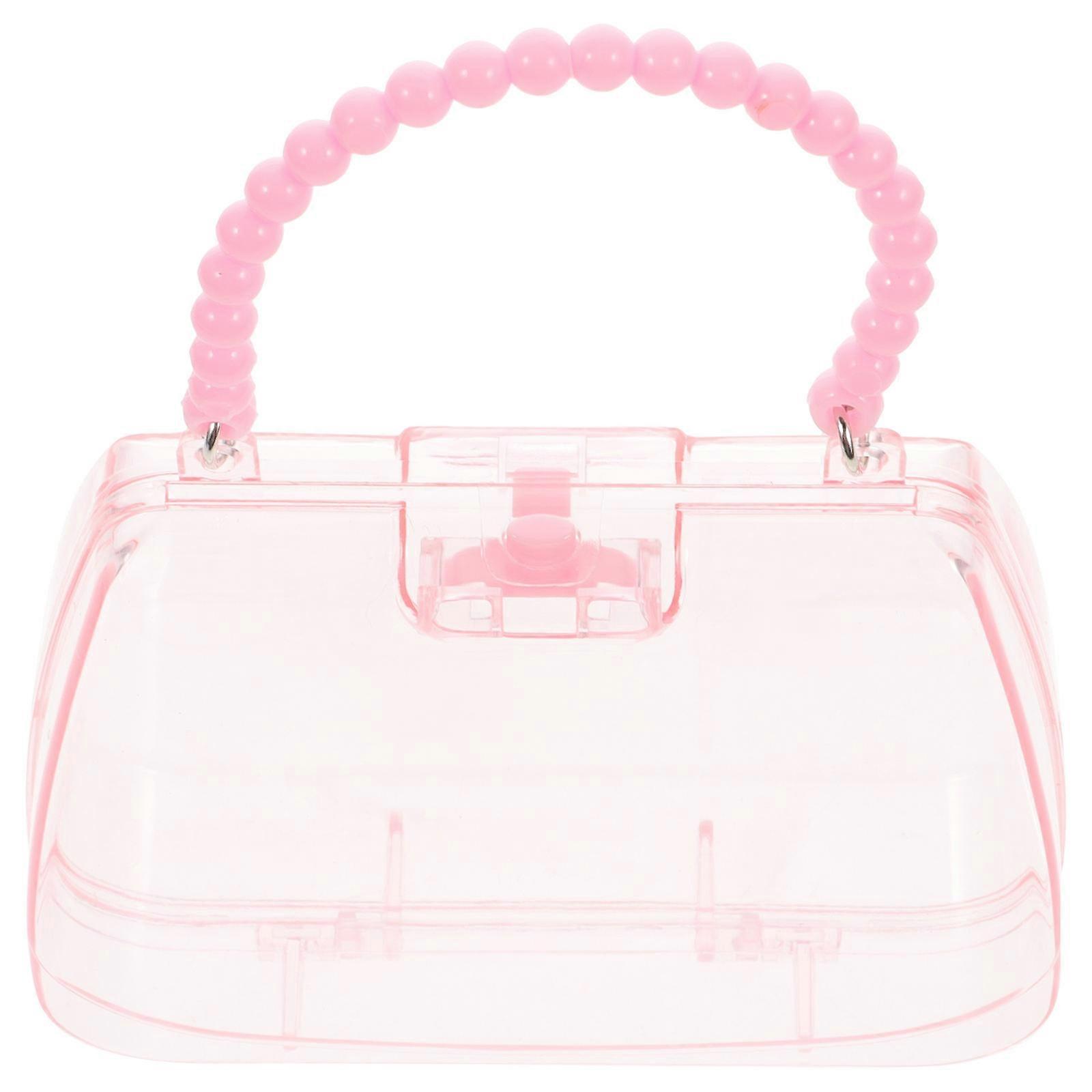 Portable Mini Plastic Jewelry Box for Travel and Home Use in Pink Color with Organizer Function 1Pack