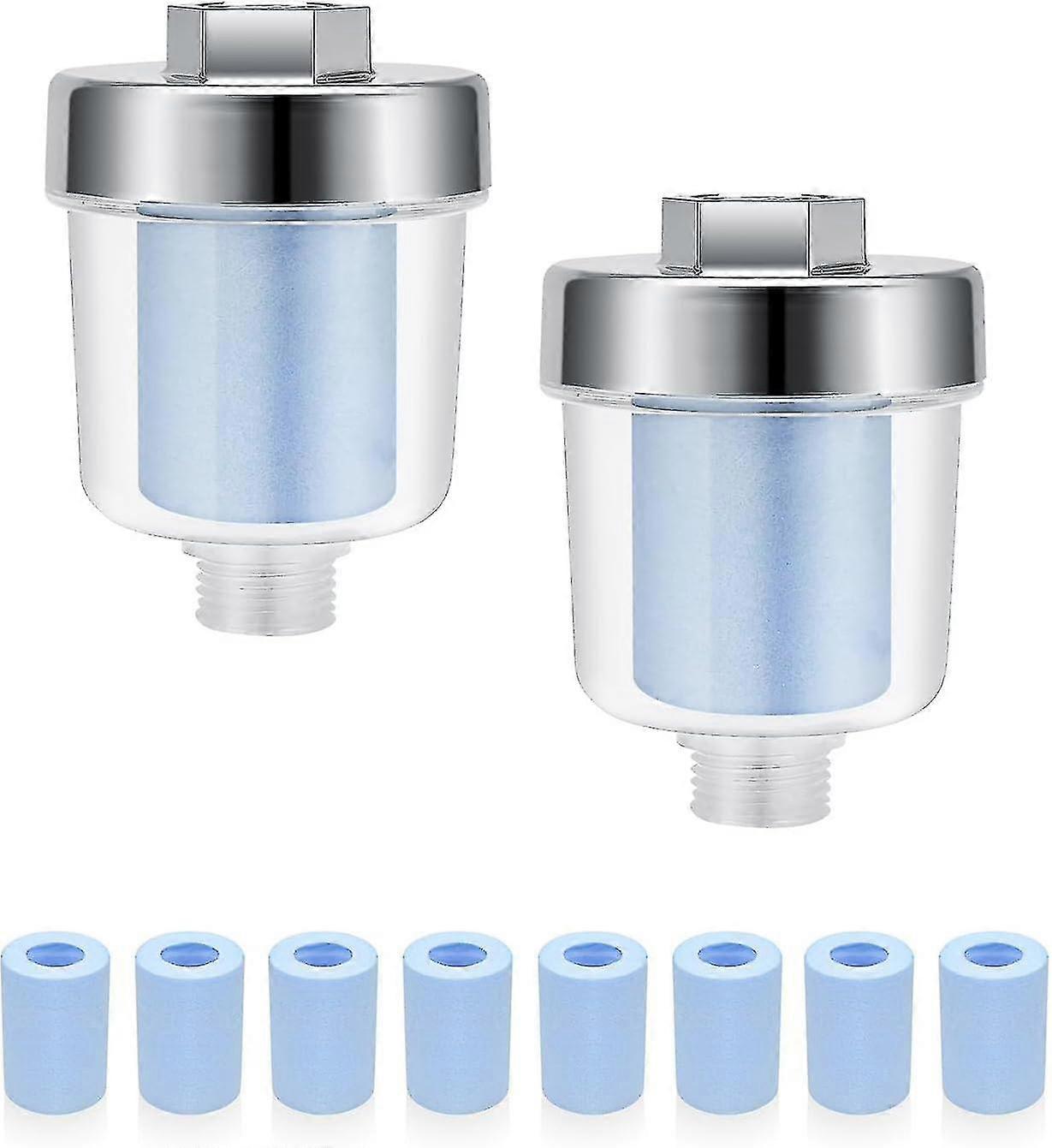 Pack Of 2 Shower Filters For 1/2 Inch Connections, Shower Filter With 10 Interchangeable Blue Filters SXQ