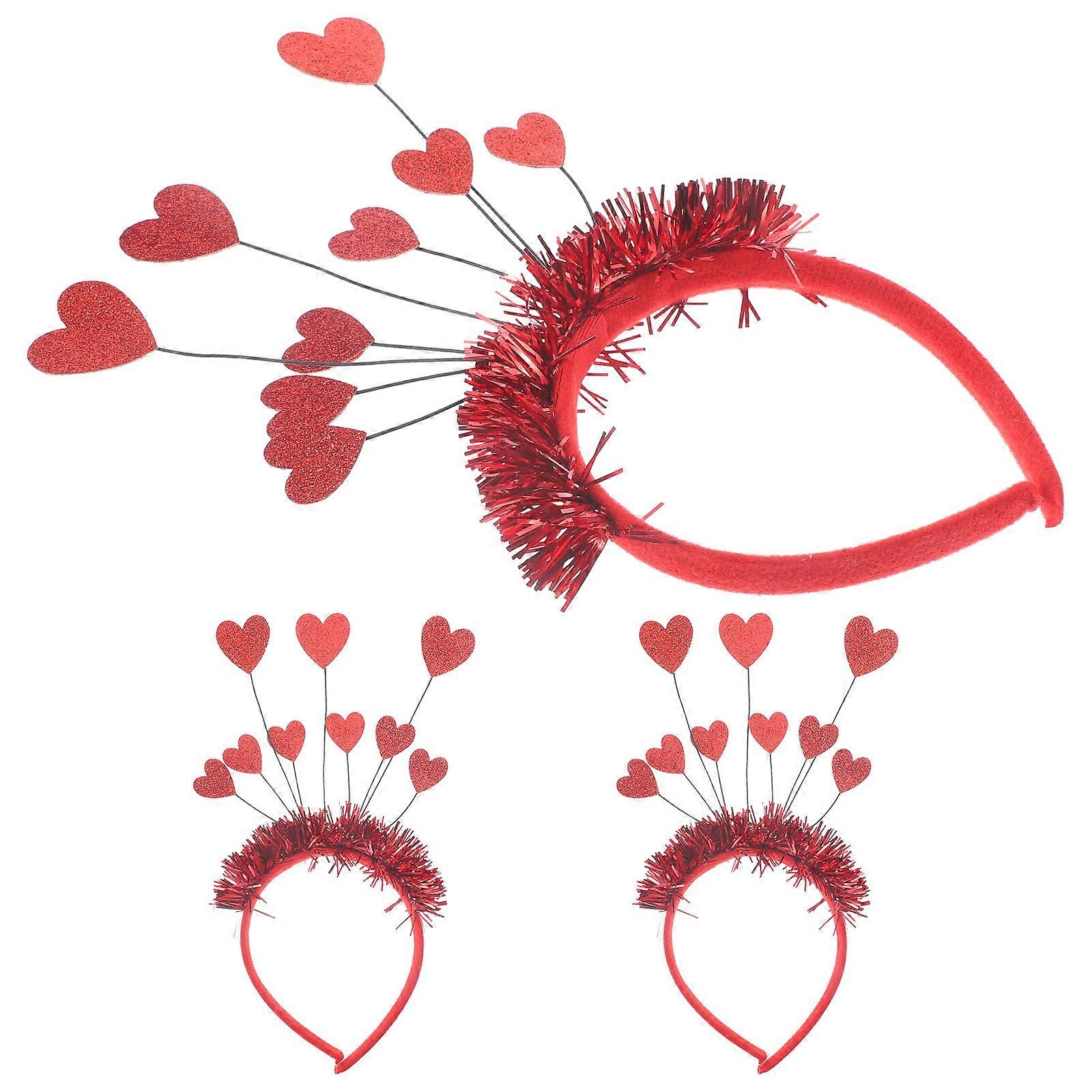 Valentines Day Headbands Red Heart Headbands for Decoration 9Pcs Pack