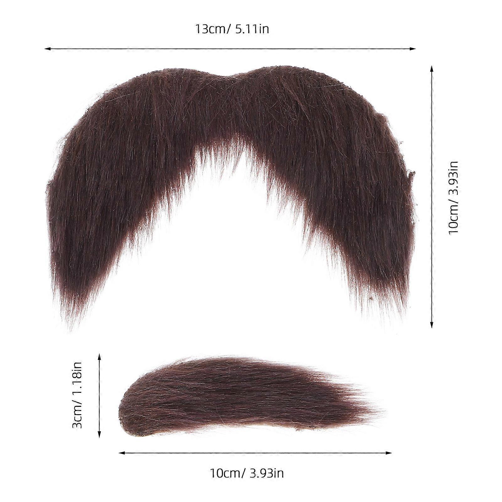 Brown Fake Beard and Mustache Set for Decoration 4Sets Plush Fiber Material
