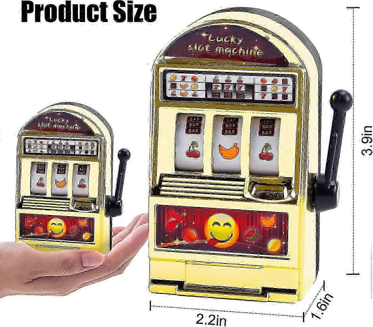 Mini Slot Machine Toy, 2PCS Funny Toy Mini Lucky Slot Machine Bank for Creative Festival Gift Birthday Cake Decor Casino Theme Party Decorations Las V