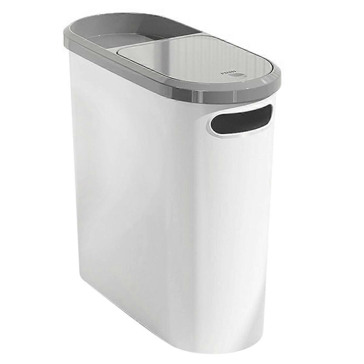 Trash Can with Lid,Plastic Space-Saving Slim Bin for Kitchen Living Room, -Top Large Capacity Stylis