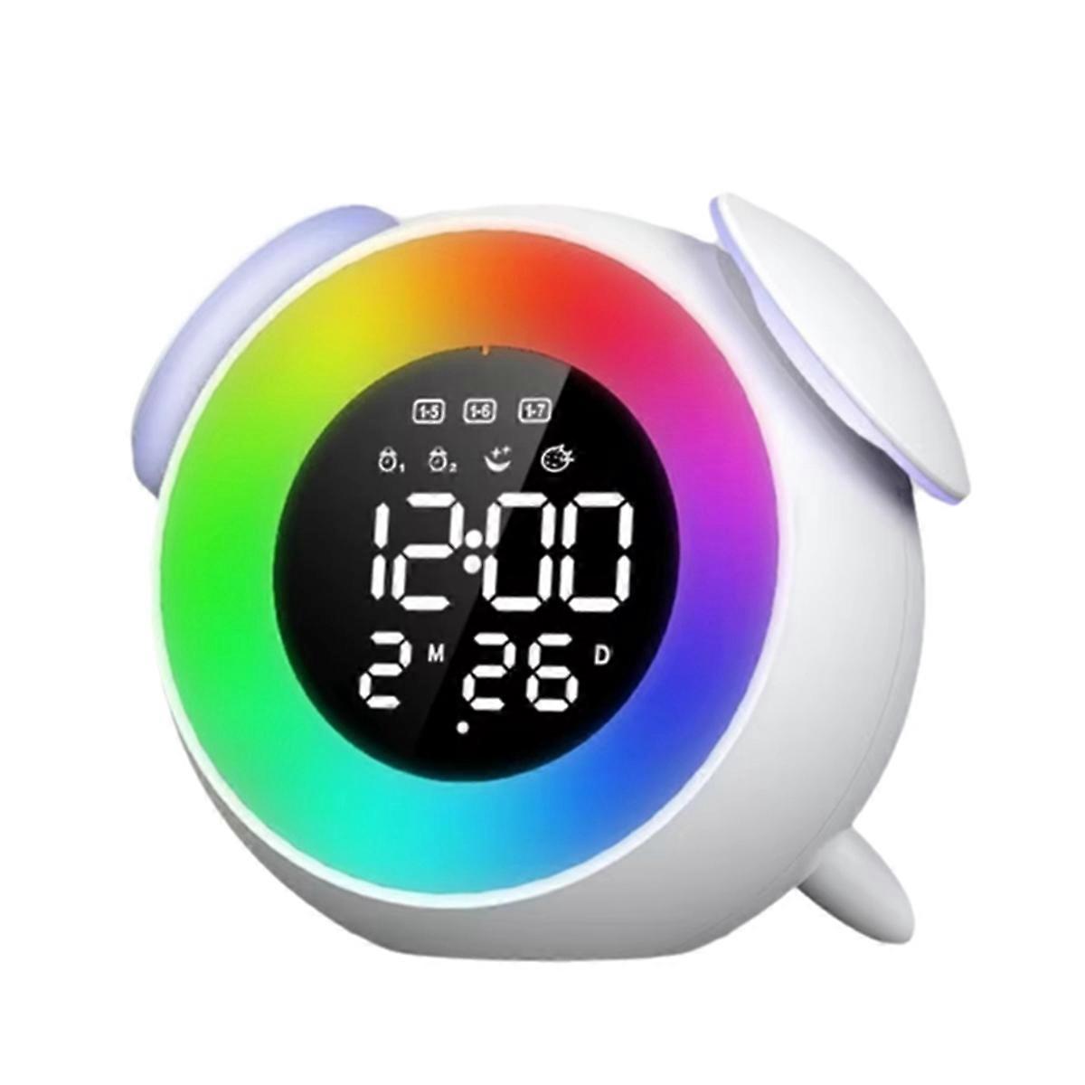 Digital Alarm Clock with Sunrise Sunset Light Rechargeable Simulation Awakening Colorful Atmosphere