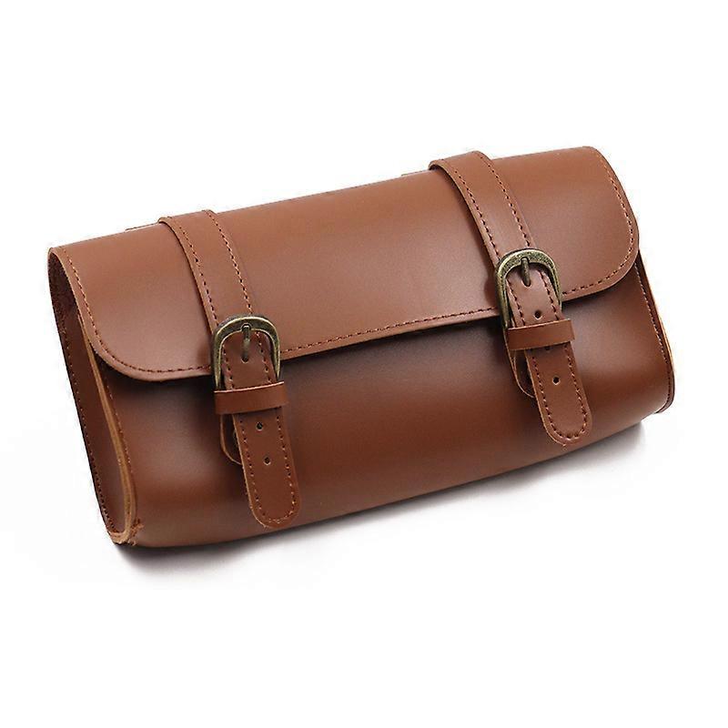 Universal Motorcycle Tool Bag - Soft Brown Leather Saddlebag Style