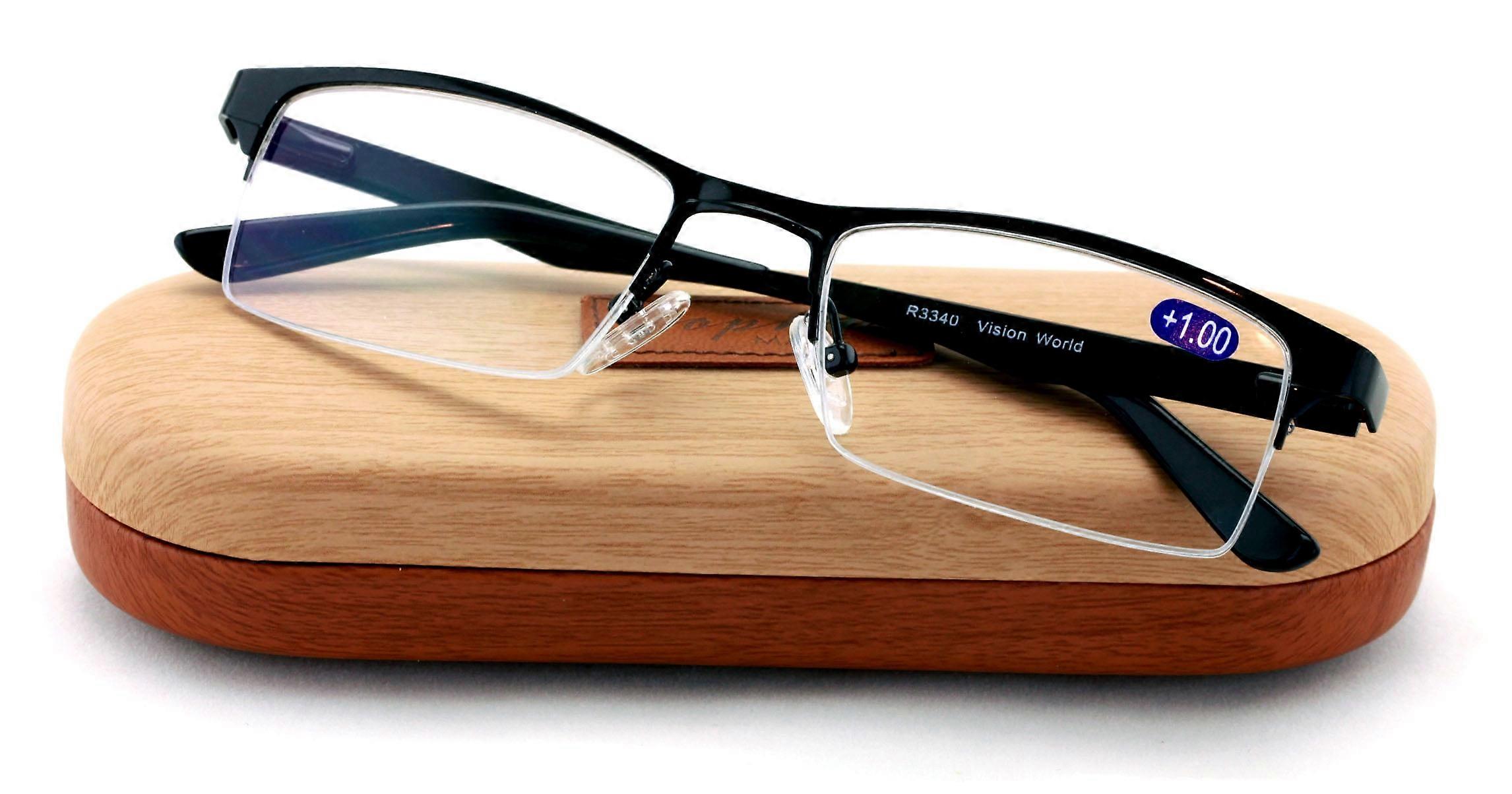 Premium Metal Half Rim Reading Glasses With Anti-reflective AR Coating Spring Hinge Reader