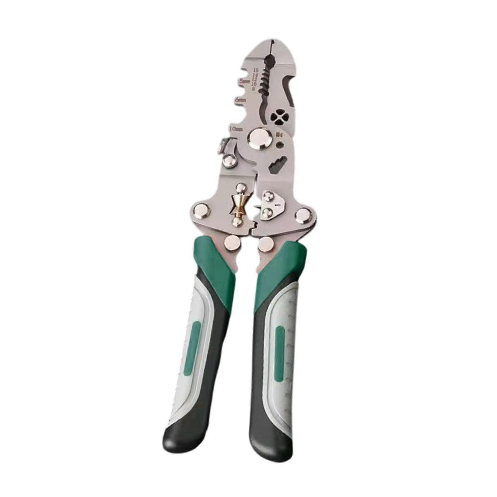 Multifunctional Wire Stripper Lightweight Foldable Cable Pliers for Pressing Green