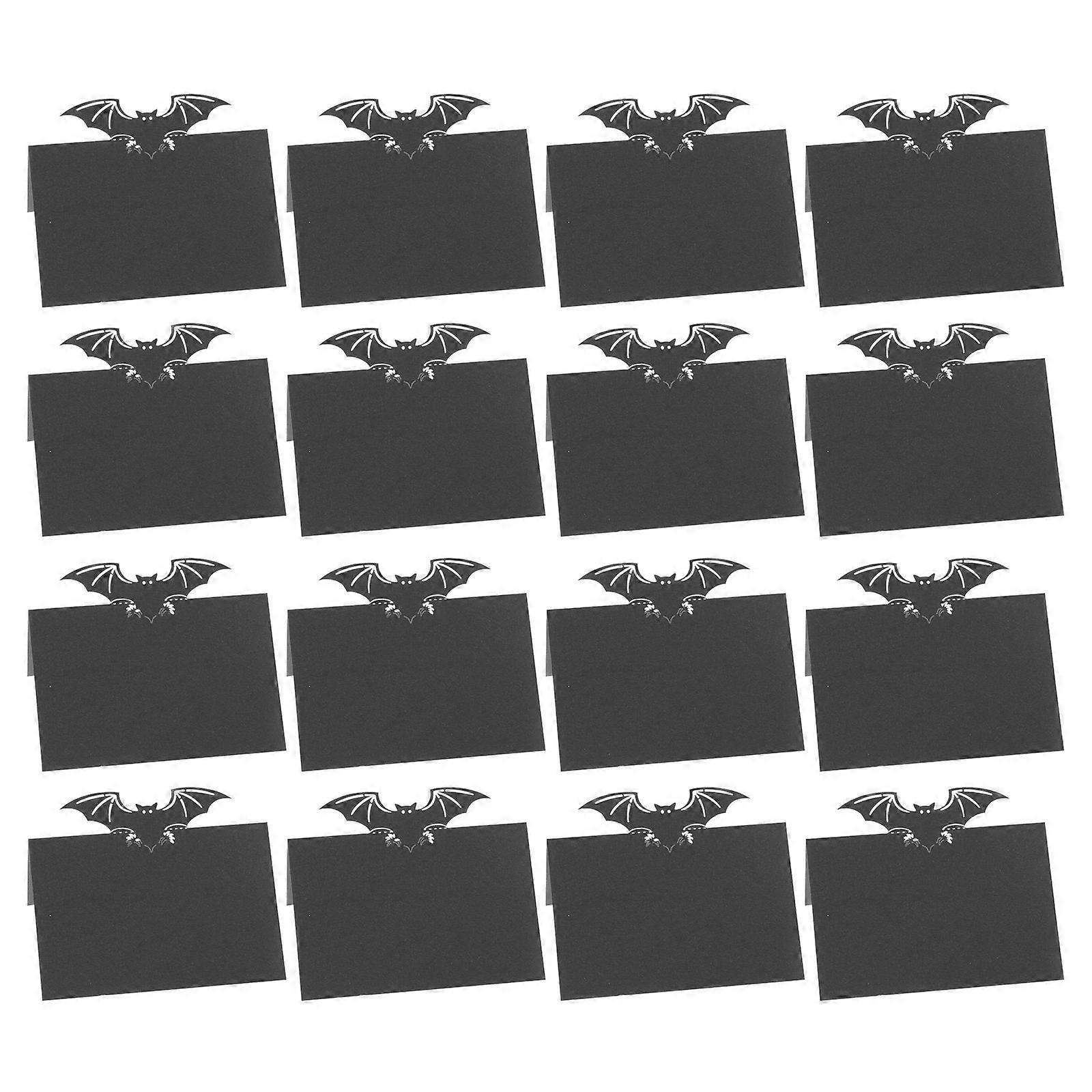 50Pcs Halloween Bat Shape Table Seating Cards Black Blank Design Ideal For Guests Name Labeling 12X9X0.1Cm
