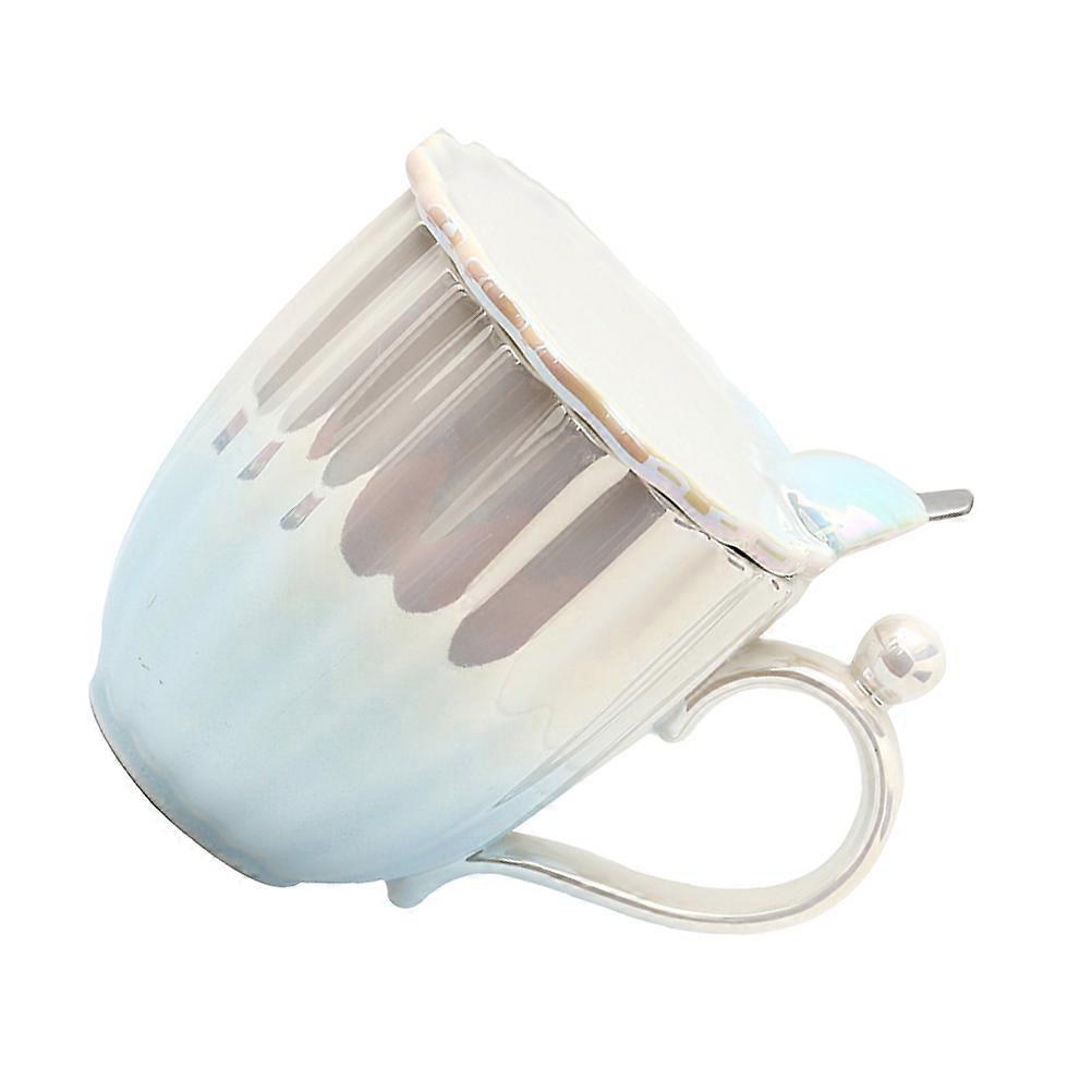 Lidded Drinking Mug for Office Use Ceramic Tea Mug Sky-Blue