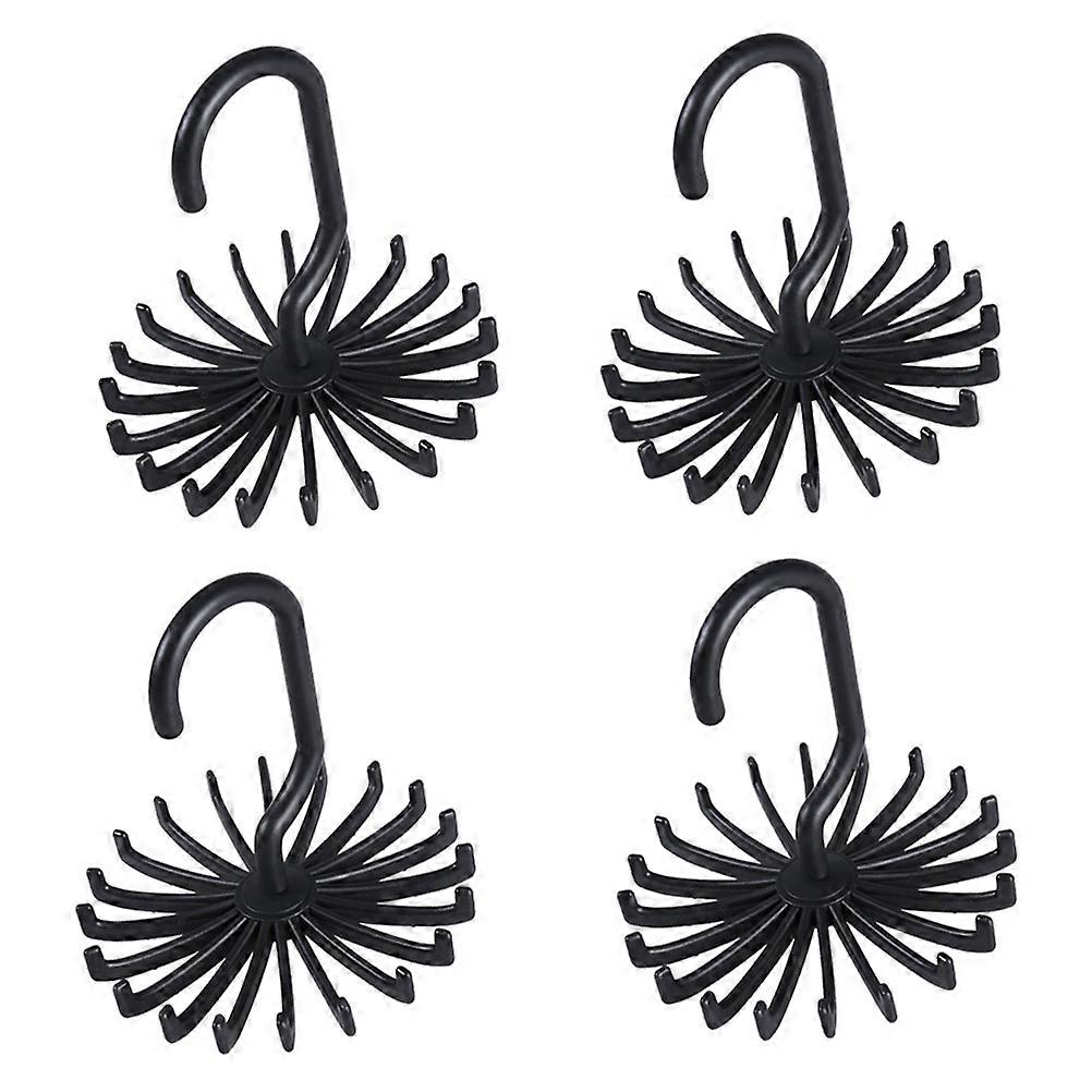 4Pcs Multifunction Tie Rack 360 Degree Rotating Hanger for Home Use and Office Use in Black
