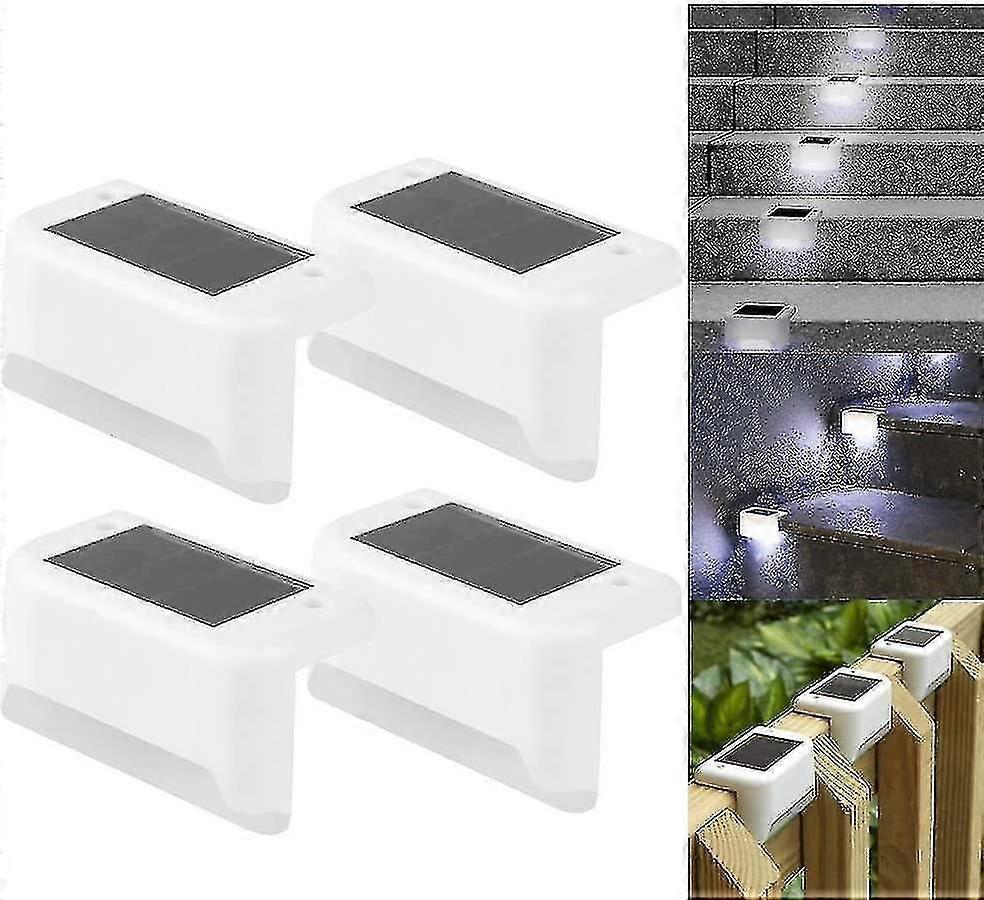 4-pak solcelledrevne terrasselys LED solcelledrevne trinlys vandtætte hegnslys til udendørs trinhegn