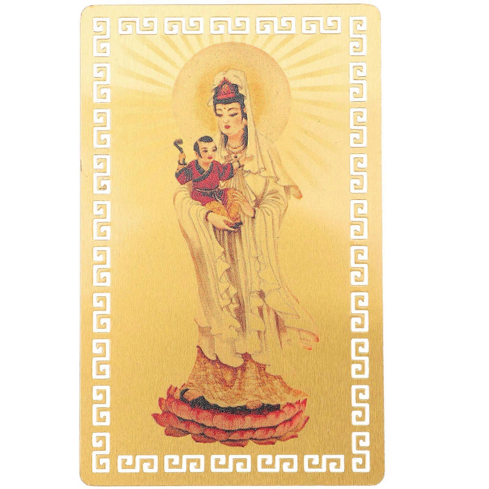 2Pcs Kwan Yin Amulet Card Chinese Style Protection Card for Personal Carrying Hanging Assorted Color