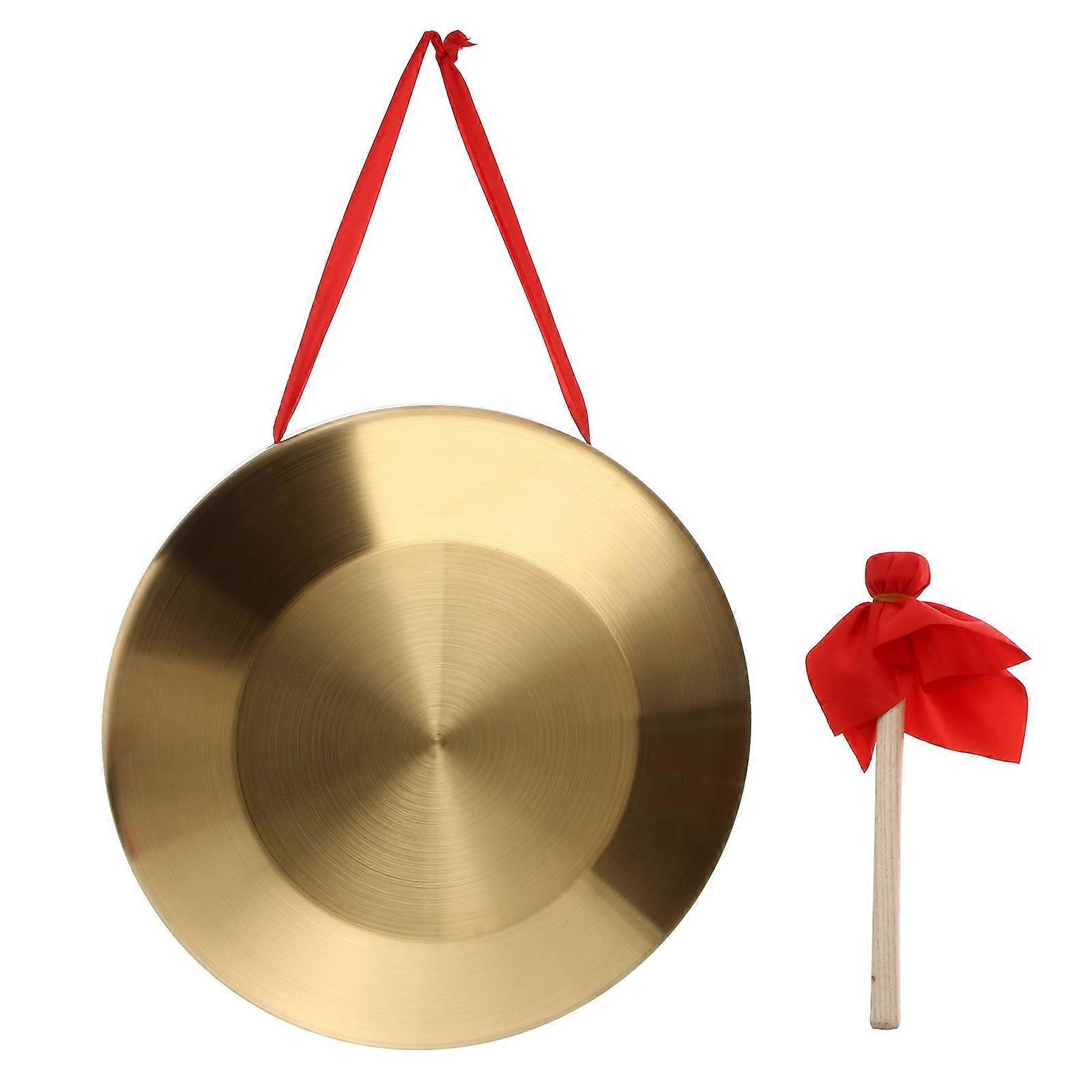 Percussion Instrument Chinese Gong Hand Gong with Hammer 2Sets Golden