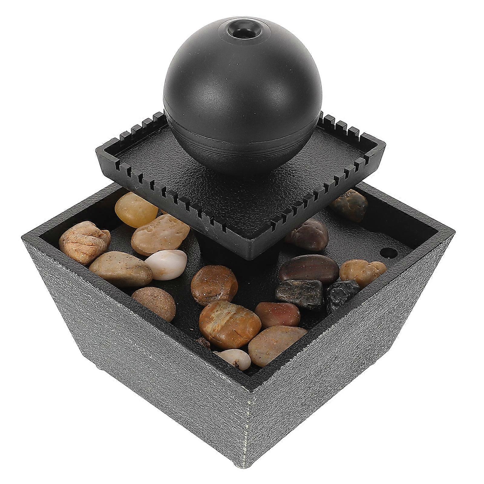 Black Desktop Fountain Water Fountain for Decoration Use 2Pcs Resin Material