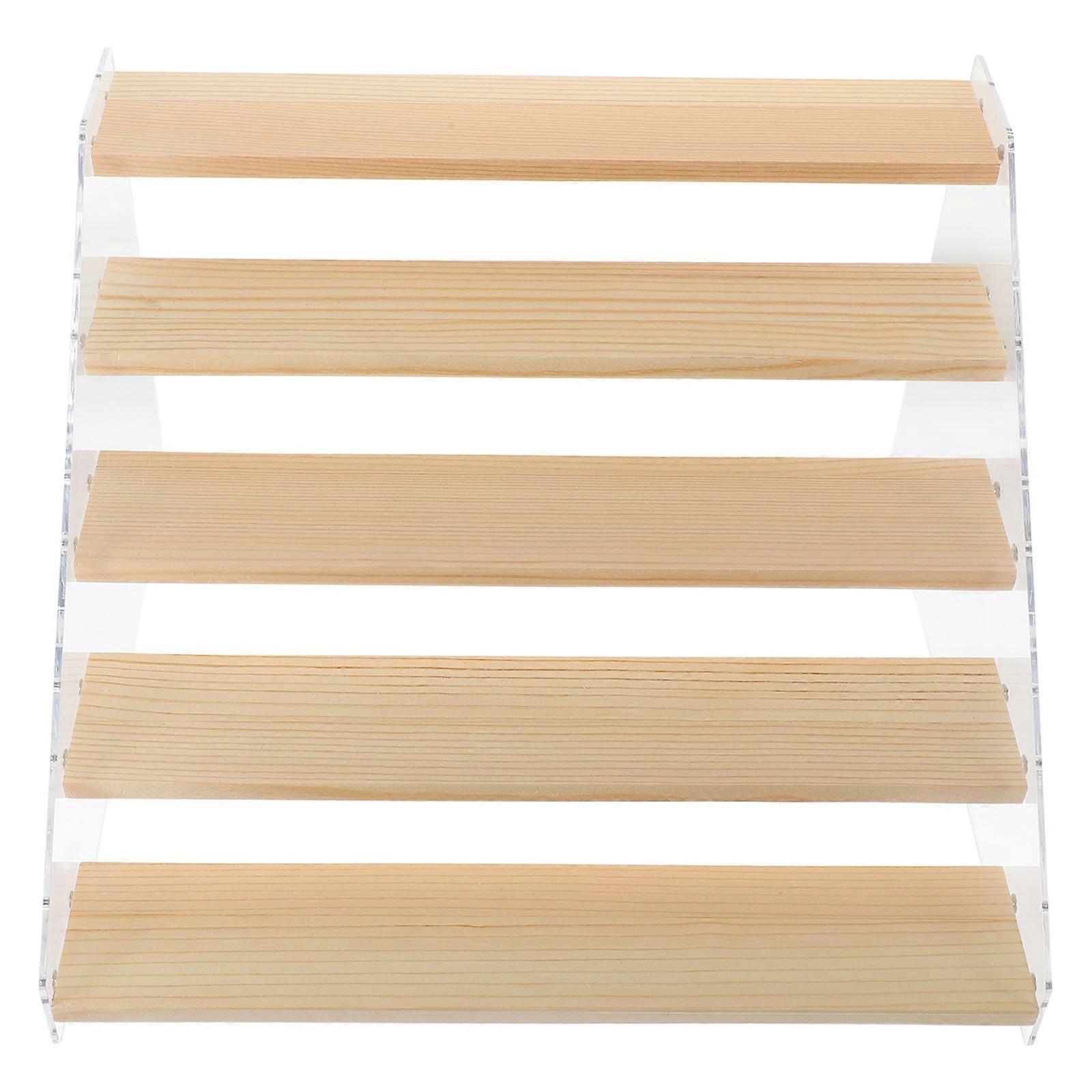 Desk Riser Shelf Wooden Display Stand 1Pack for Storage Use and Shop Display Transparent Color