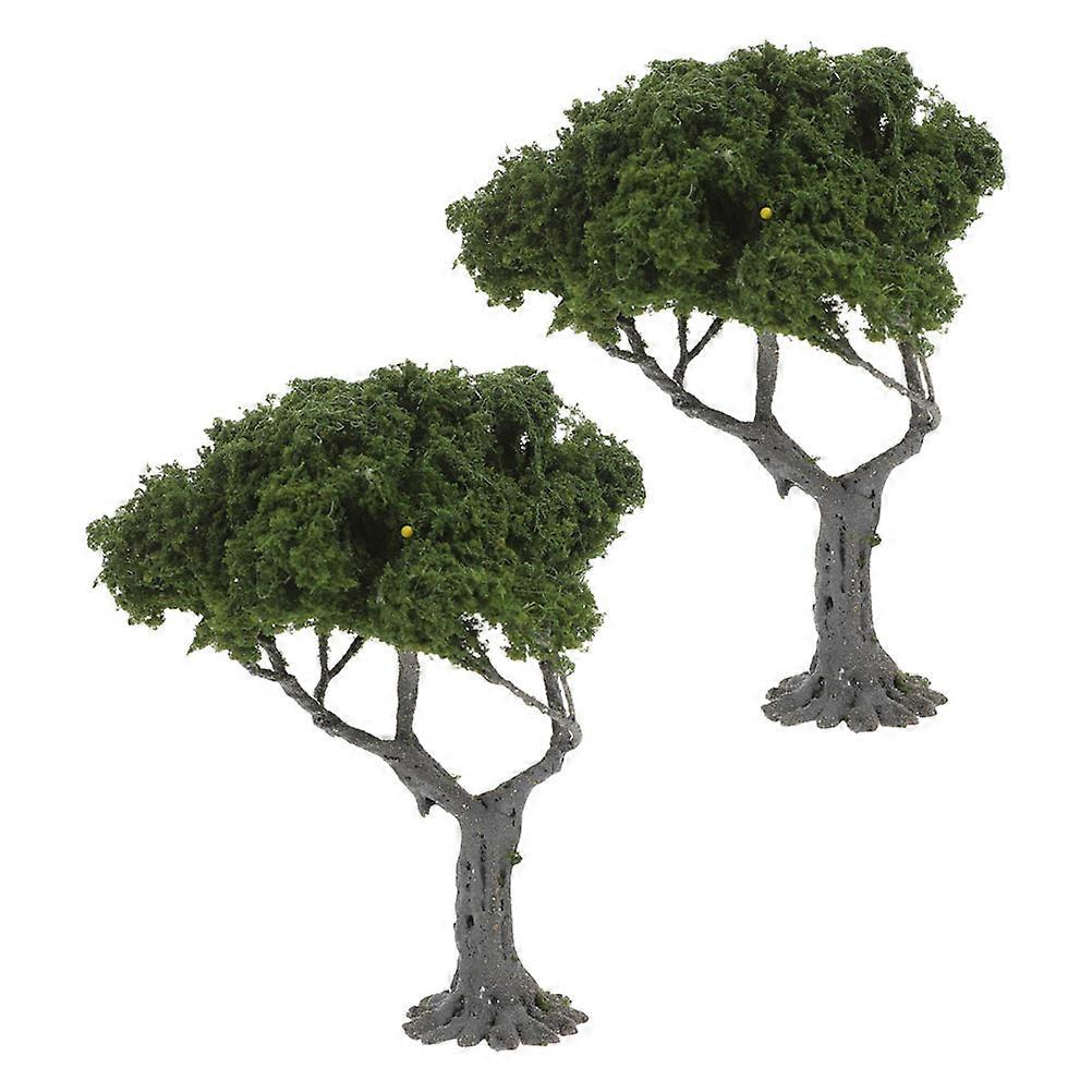 Realistic Miniature Green Trees Model Set for Decoration with 4Pcs Plastic Trees