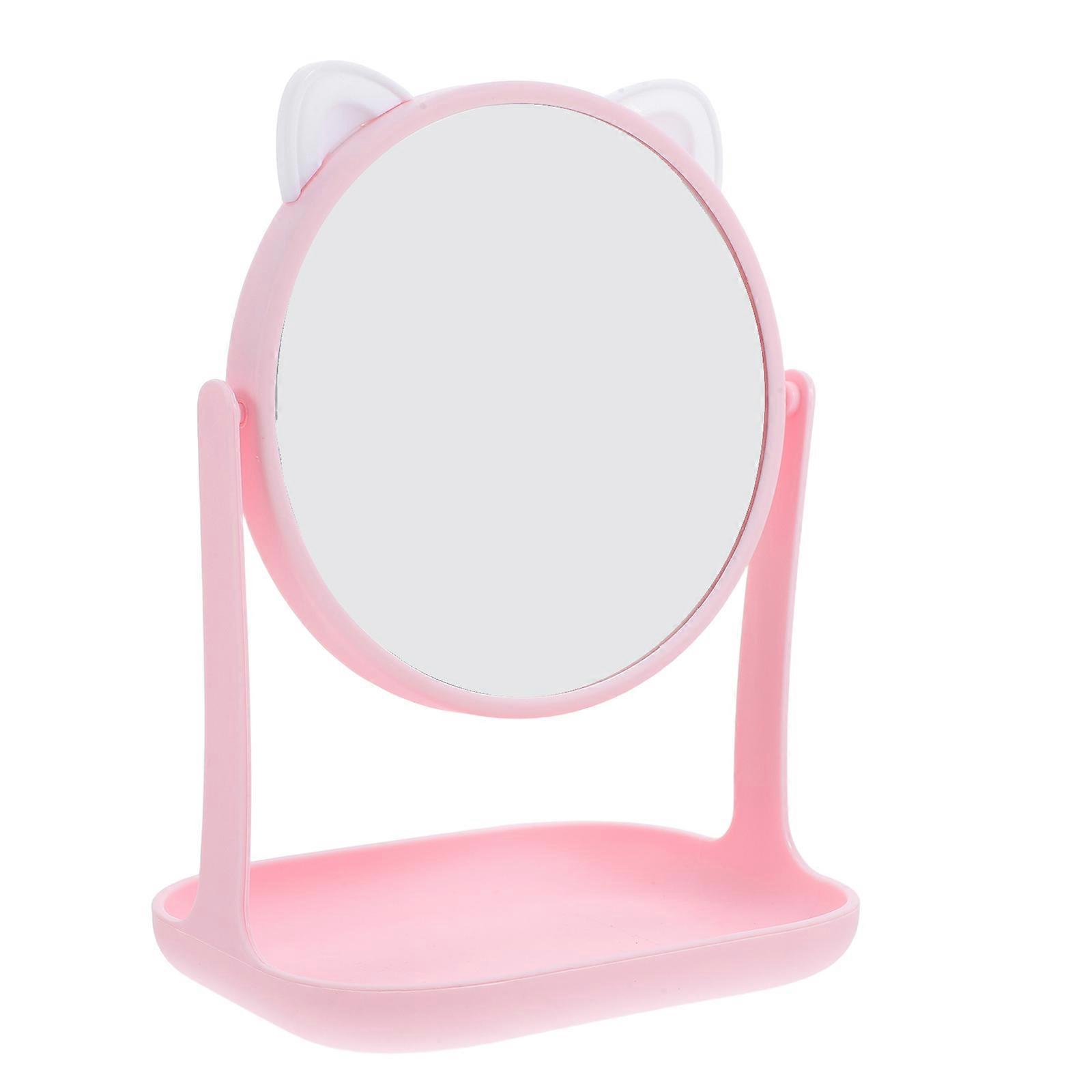 Mirror with Storage Tray Desktop Makeup Mirror 2Pcs