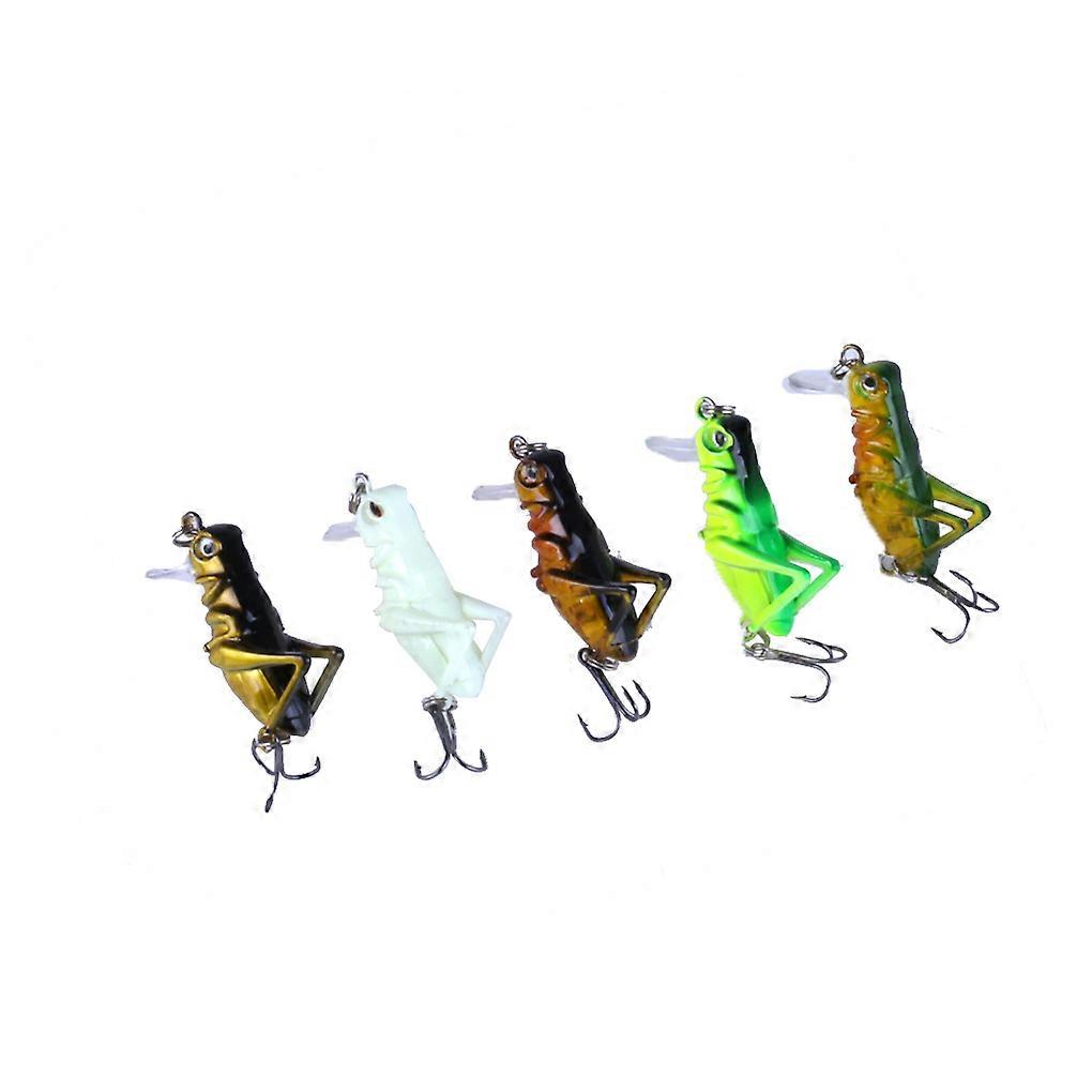 5Pcs Simulation Grasshopper Fishing Bait Bionic Luminous Lure Tackle Hooks Artificial Cricket Insect Bait Fishhook