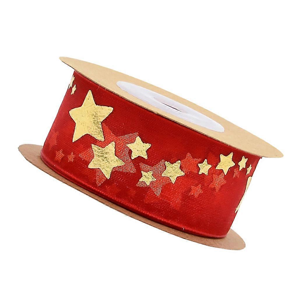 Red Christmas Ribbon for Packing Five-Pointed Star Ribbon 1 Roll