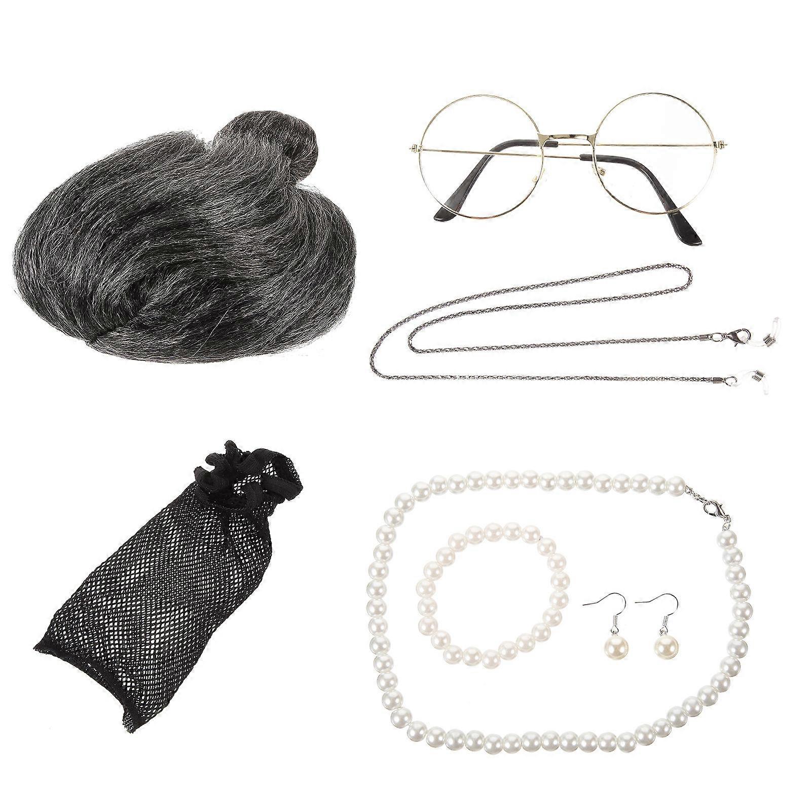 Old Lady Wig Cosplay Set for Stage Performance 1Set Party Supply