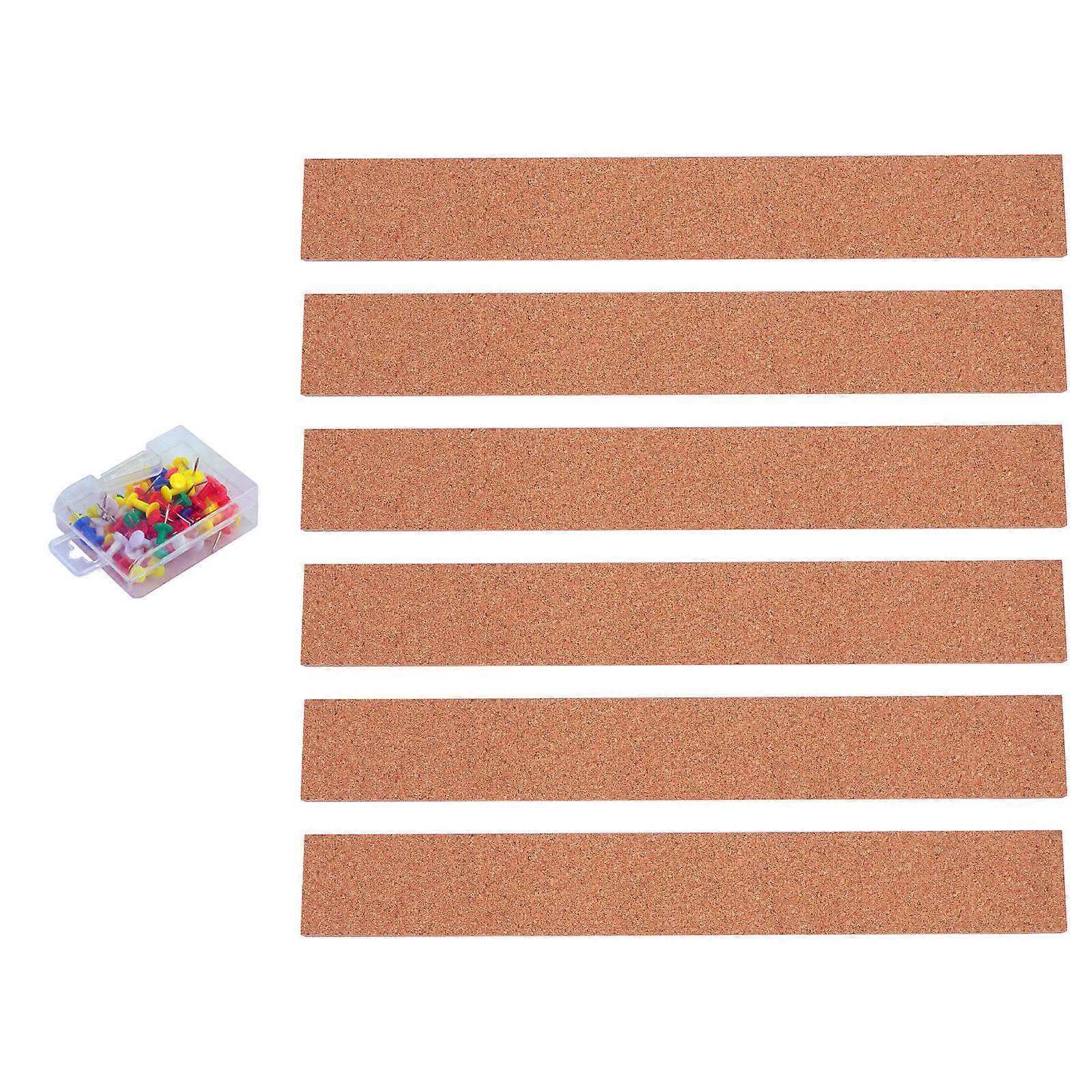 Frameless Cork Memo Board Strip For Adults In Meeting Room Functional Light Brown Easy To Install 2 Sets