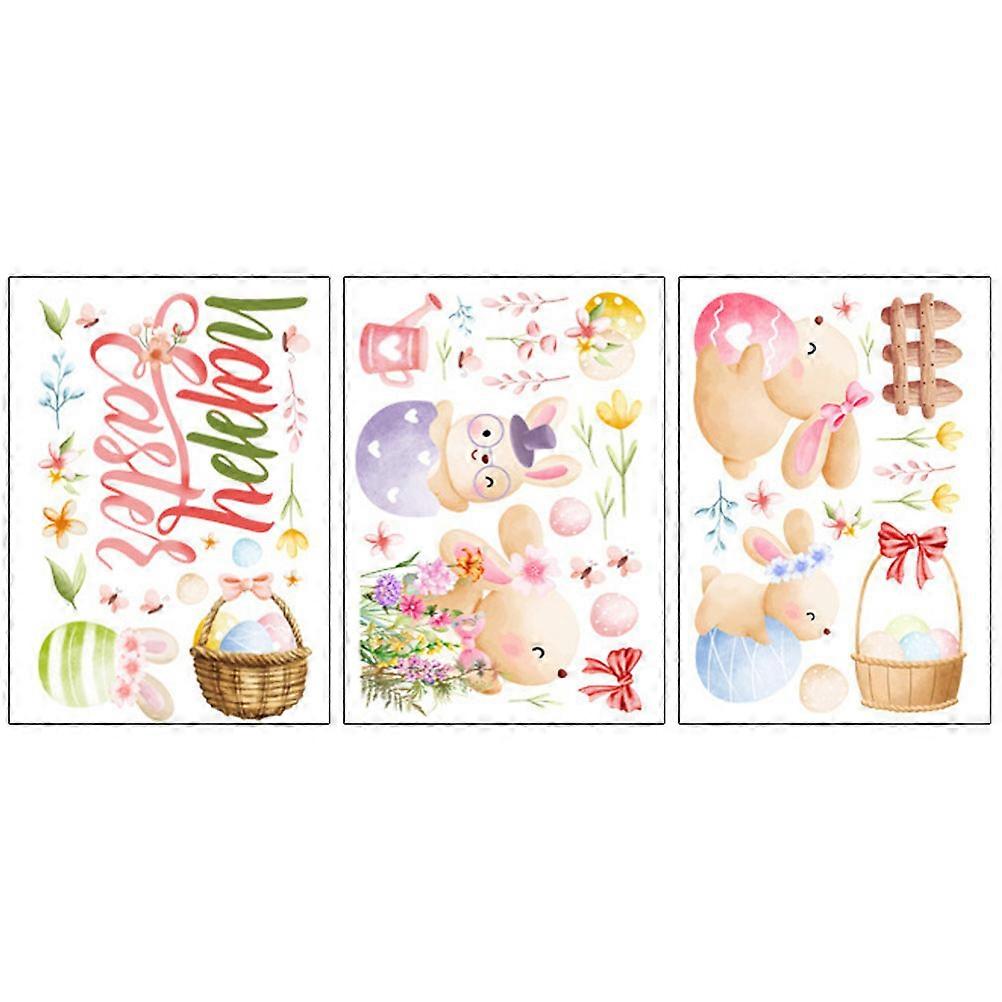 Easter Window Cling Decoration Bunny Easter Egg Sticker Self-Adhesive Assorted Color 3 Sets