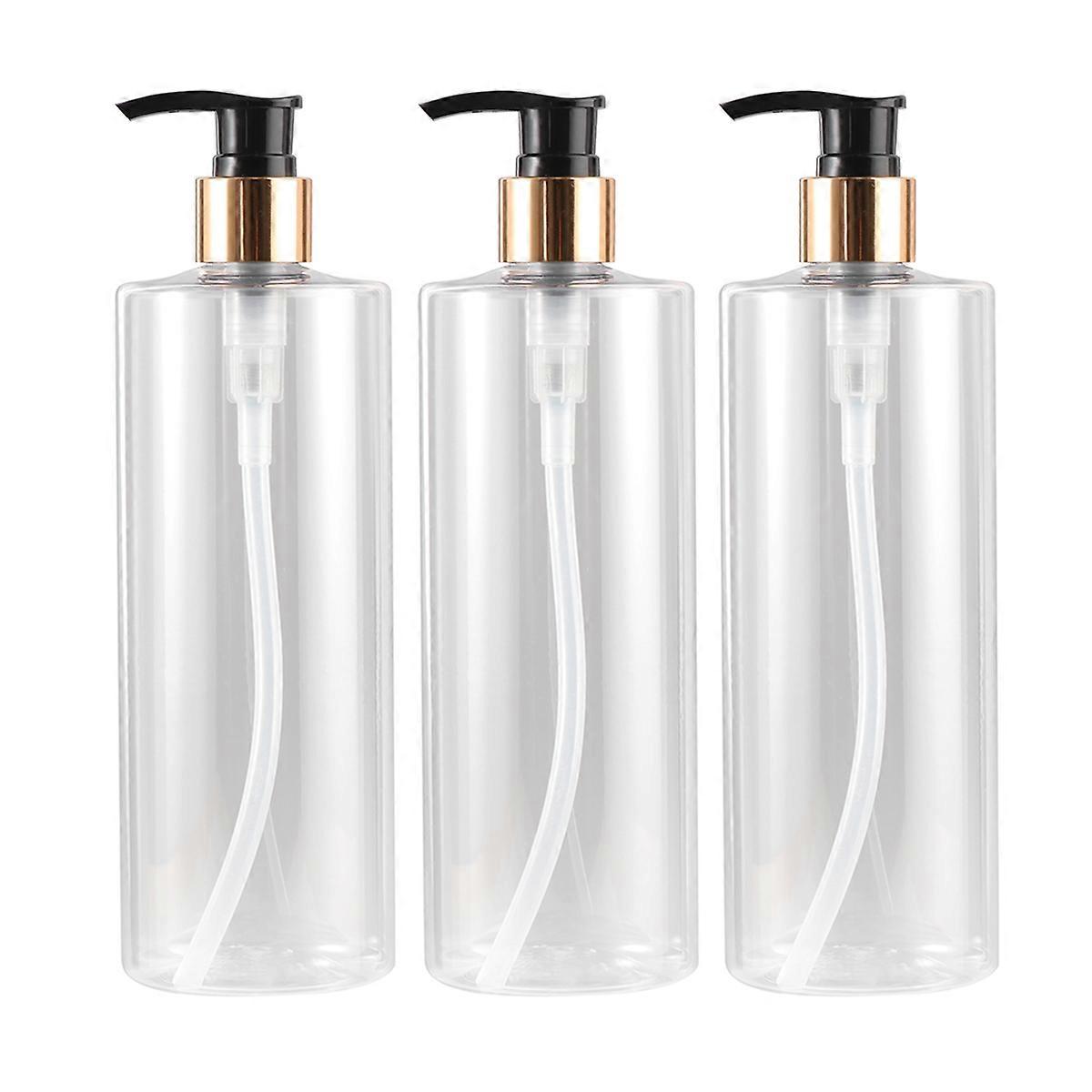 Refillable Empty Lotion Bottles 500ml Transparent Emulsion Containers For Adults Toiletry Use Camping And Bathroom 3Pcs