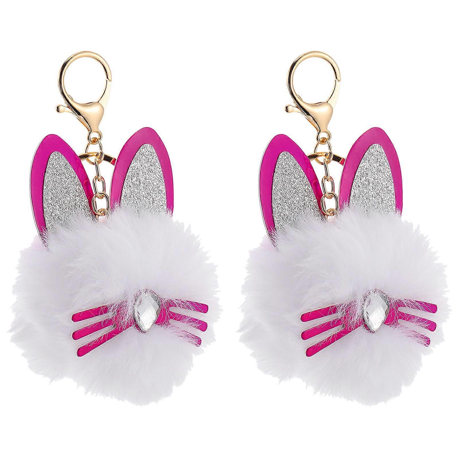 Cat Chain Key Ring Pendant for Decor 6Pcs White Bag Decoration