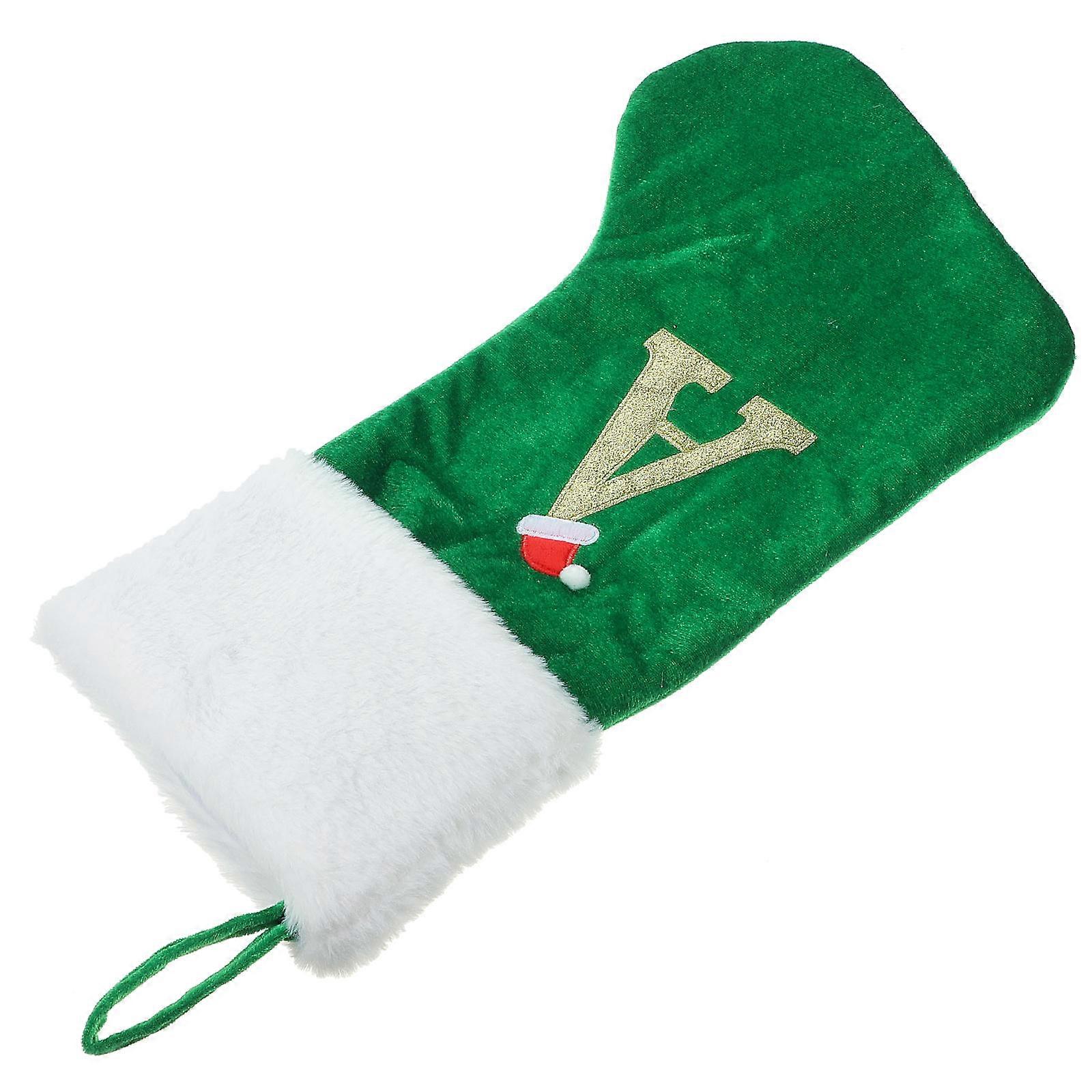 Christmas Stocking Hanging Decor Green Cloth 2Pcs for Gift Presentation