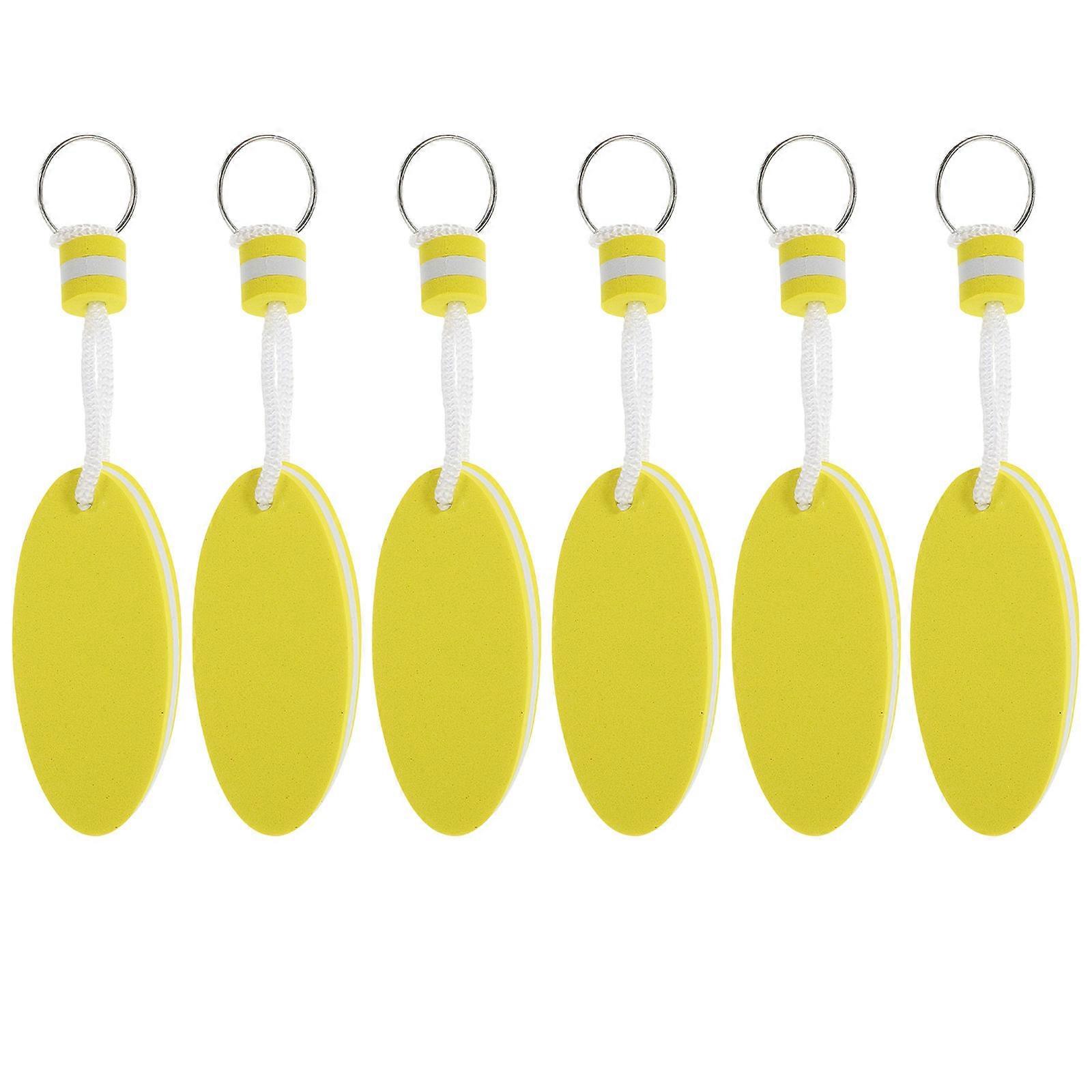 Bright Yellow Floating Key Rings Suitable For Boating 1.5X3.5X16CM Prevent Keys From Dropping 24Pcs