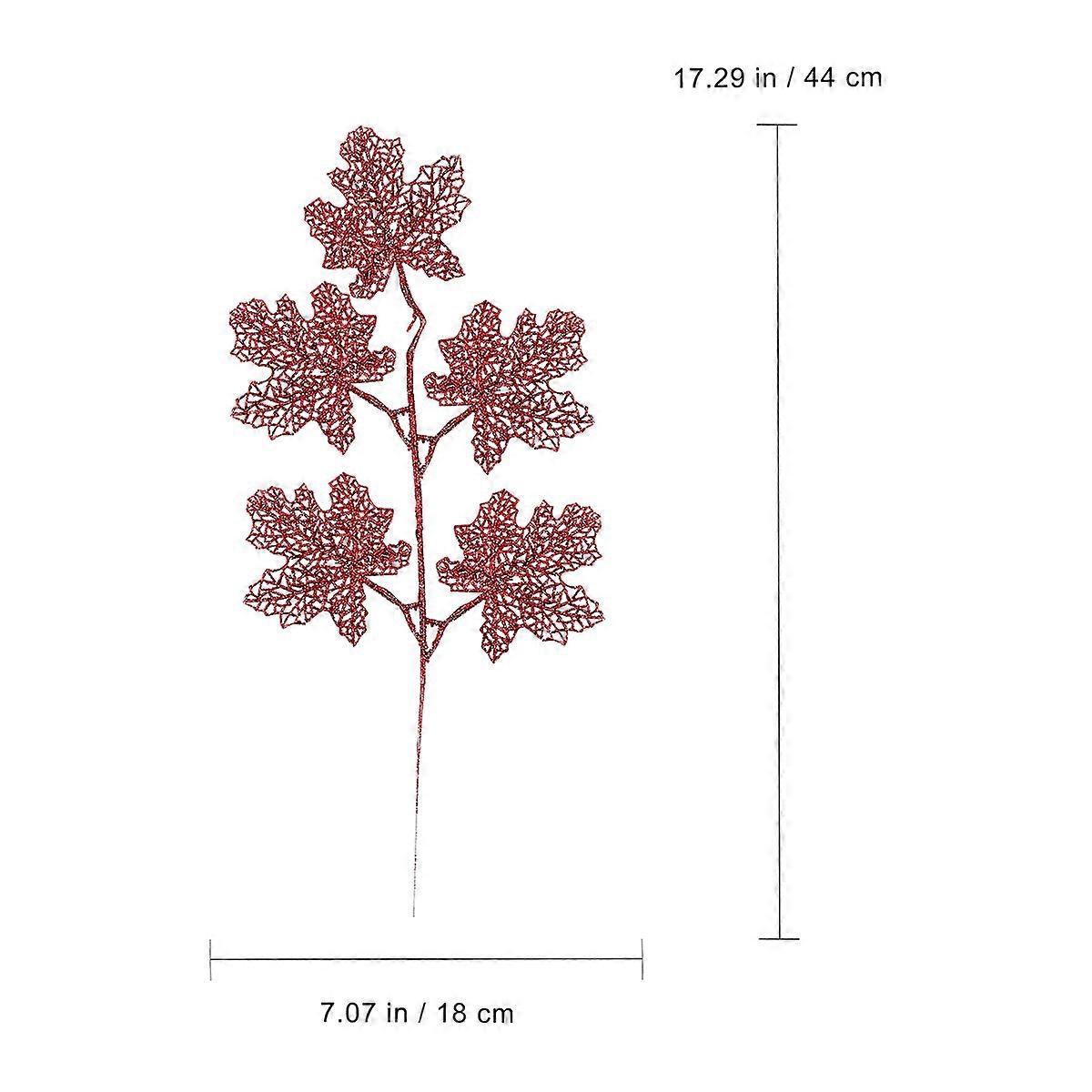 Plastic Leaves 5Pcs Artificial Tree Leaves For Christmas Party Decoration With Realistic Effect In Red Color