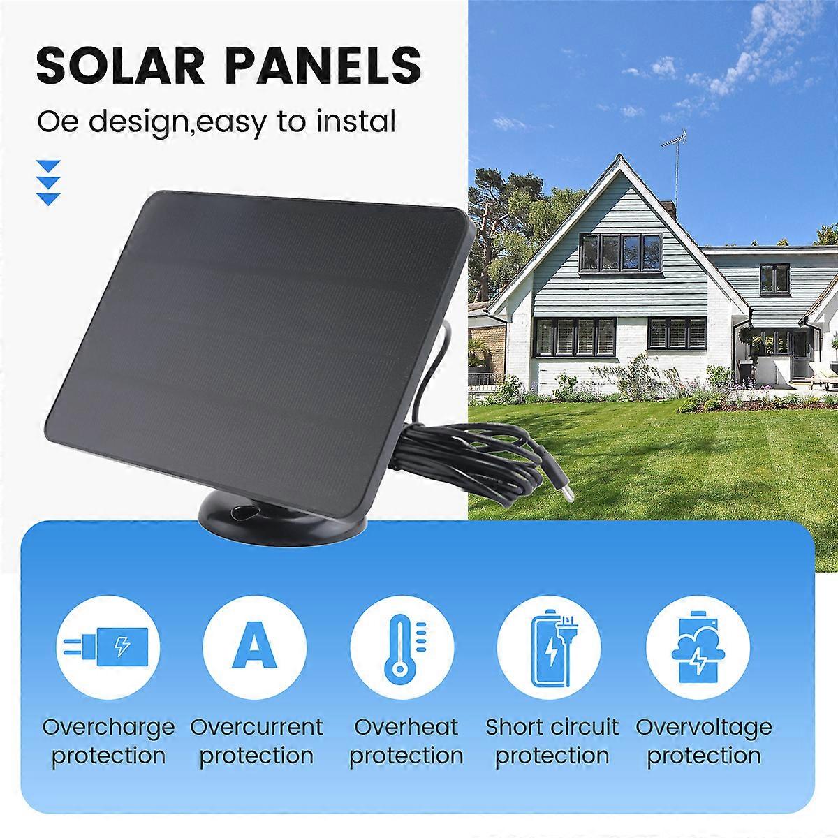 Waterproof 10W Solar Panel Charger with Charging Cable,Black