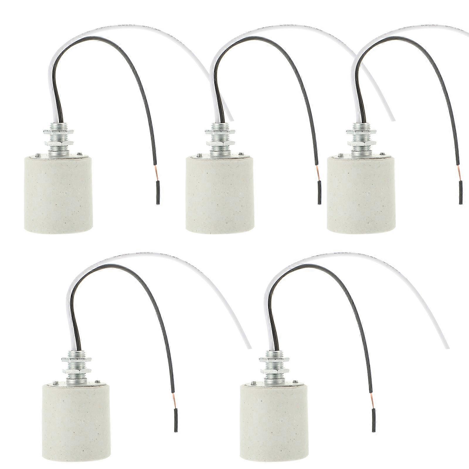 Light Socket E27 Lamp Holder for Lighting Use 10Pcs White Ceramic Plastic