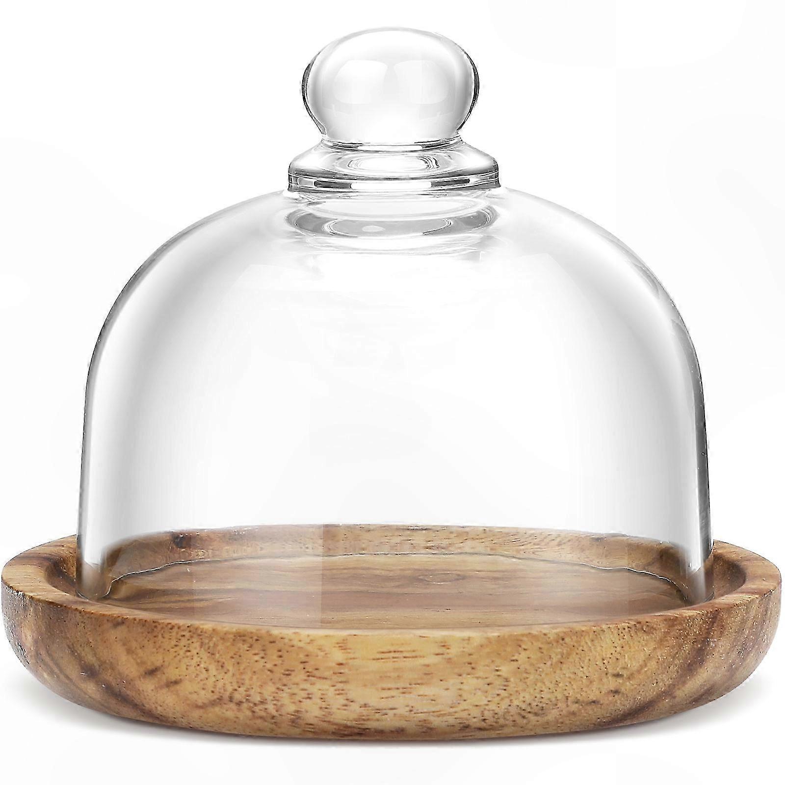 Glass Dome Lid Tray Set for Home, Party, and Restaurant Use - Assorted Color Food Serving Container
