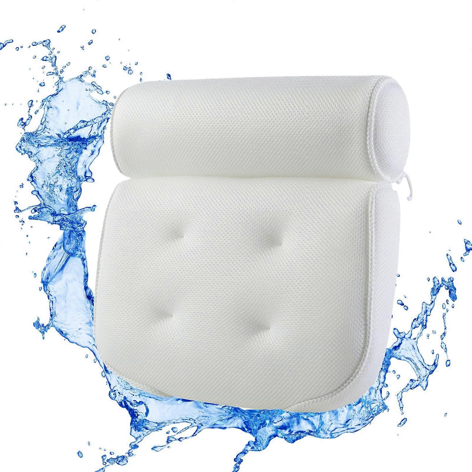 Bath Pillow for Head and Neck Support with Ergonomic WaterResistant Foam and Secure Attachment