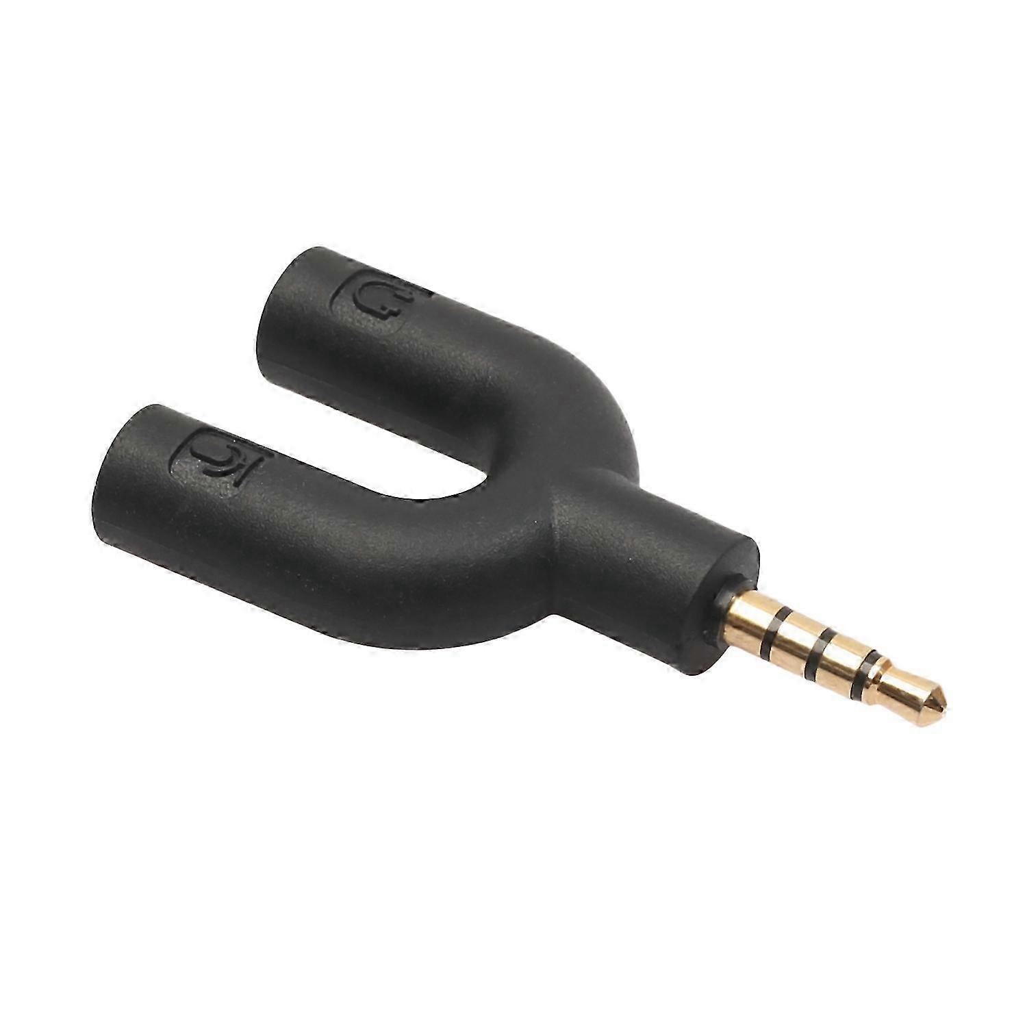 U Type Adapter Dual 3.5 MM Headphone Plug Audio Cables Splitter Microphone 2 in 1 Swivel Connector f
