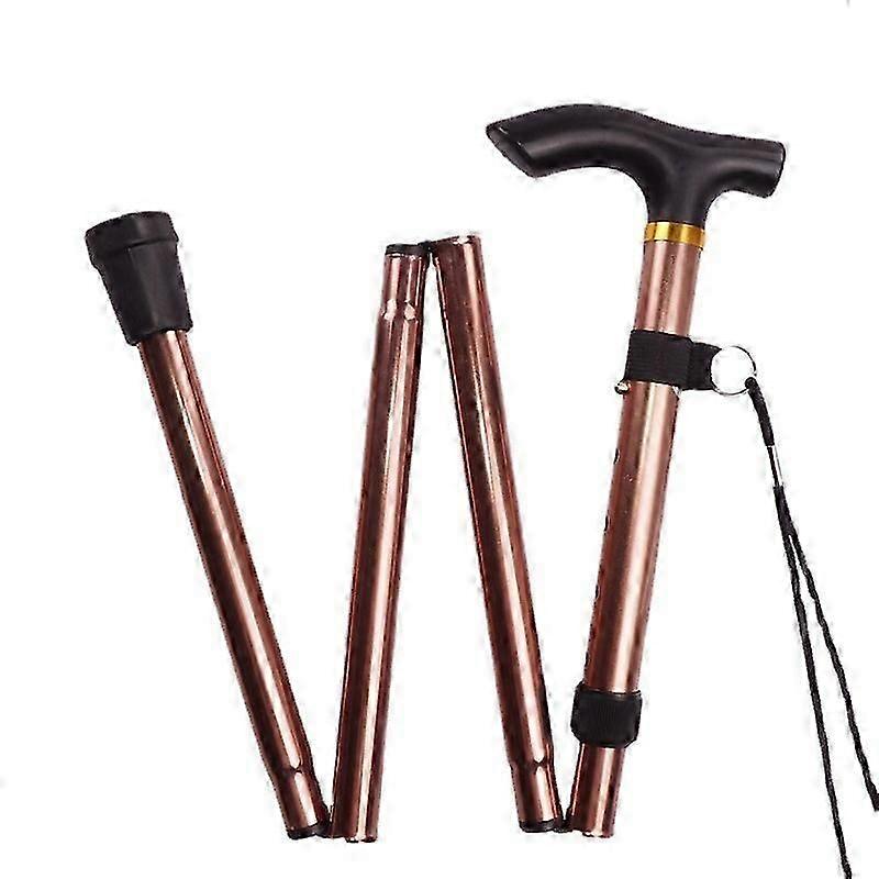 Folding Walking Stick, Cane Cane, Cane Folding in 4 Sections, Folding Wooden Handle for Elderly, Cane Guide, Blind Stick, Bronze Crutch, Gift for Bas