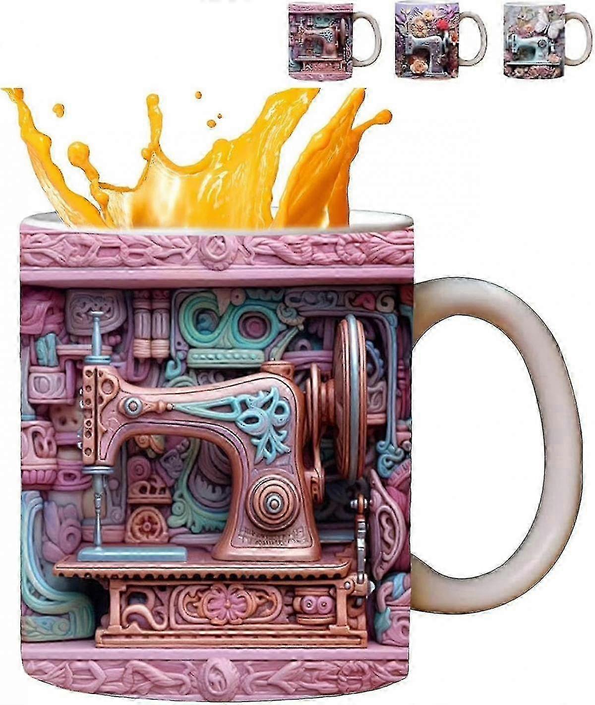 3D Ceramic Sewing Mug, Ceramic Coffee Cup, Funny Sewing Mug 25-26