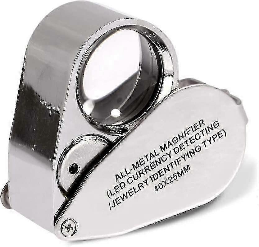 40x Jeweler's Loupe - Folding Magnifier with LED Light for Jewelry Identification & Currency Detection