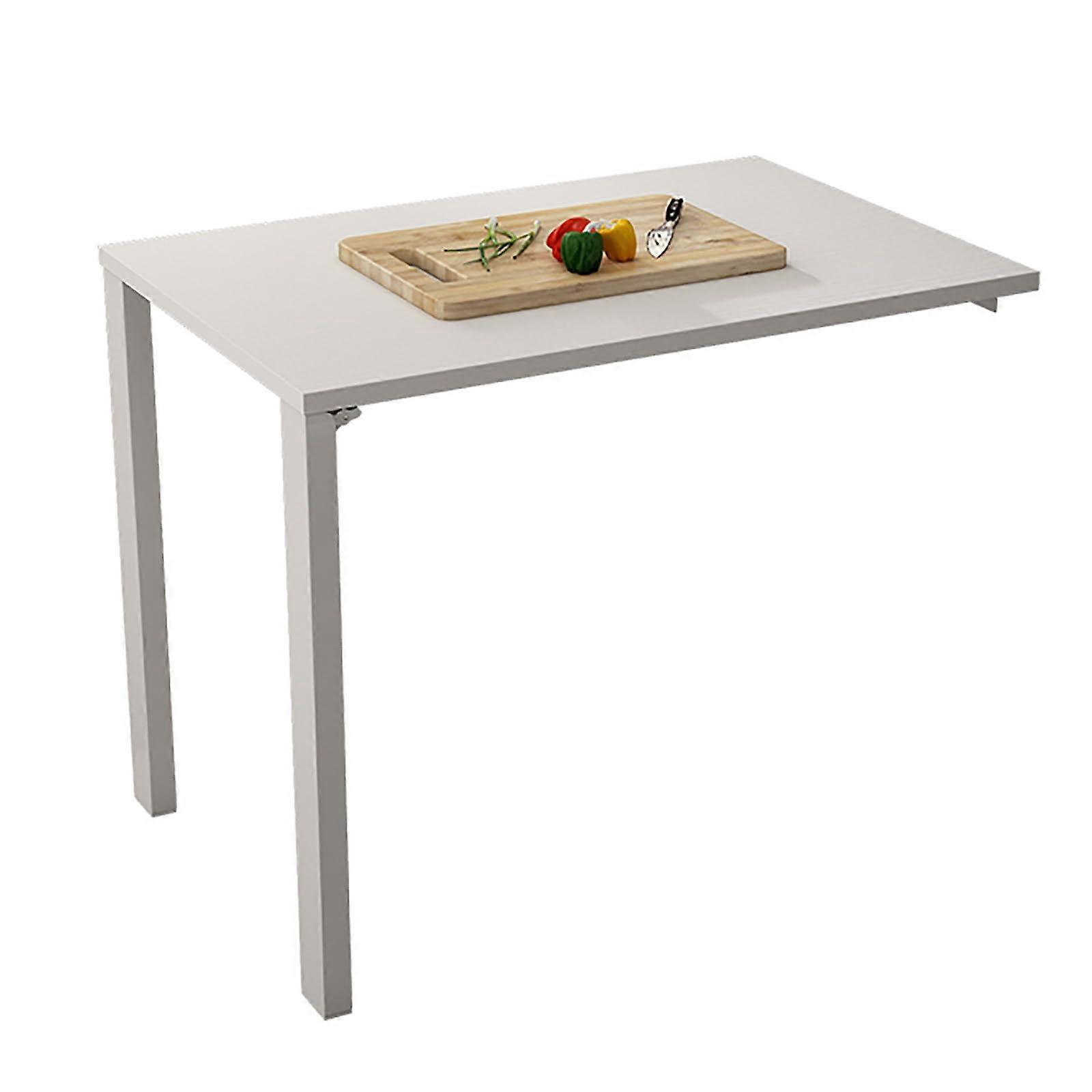 Wall Mounted Folding Desk Table 80x70cm White DropLeaf Wall Table Folding Laundry Workbench for Small Rooms