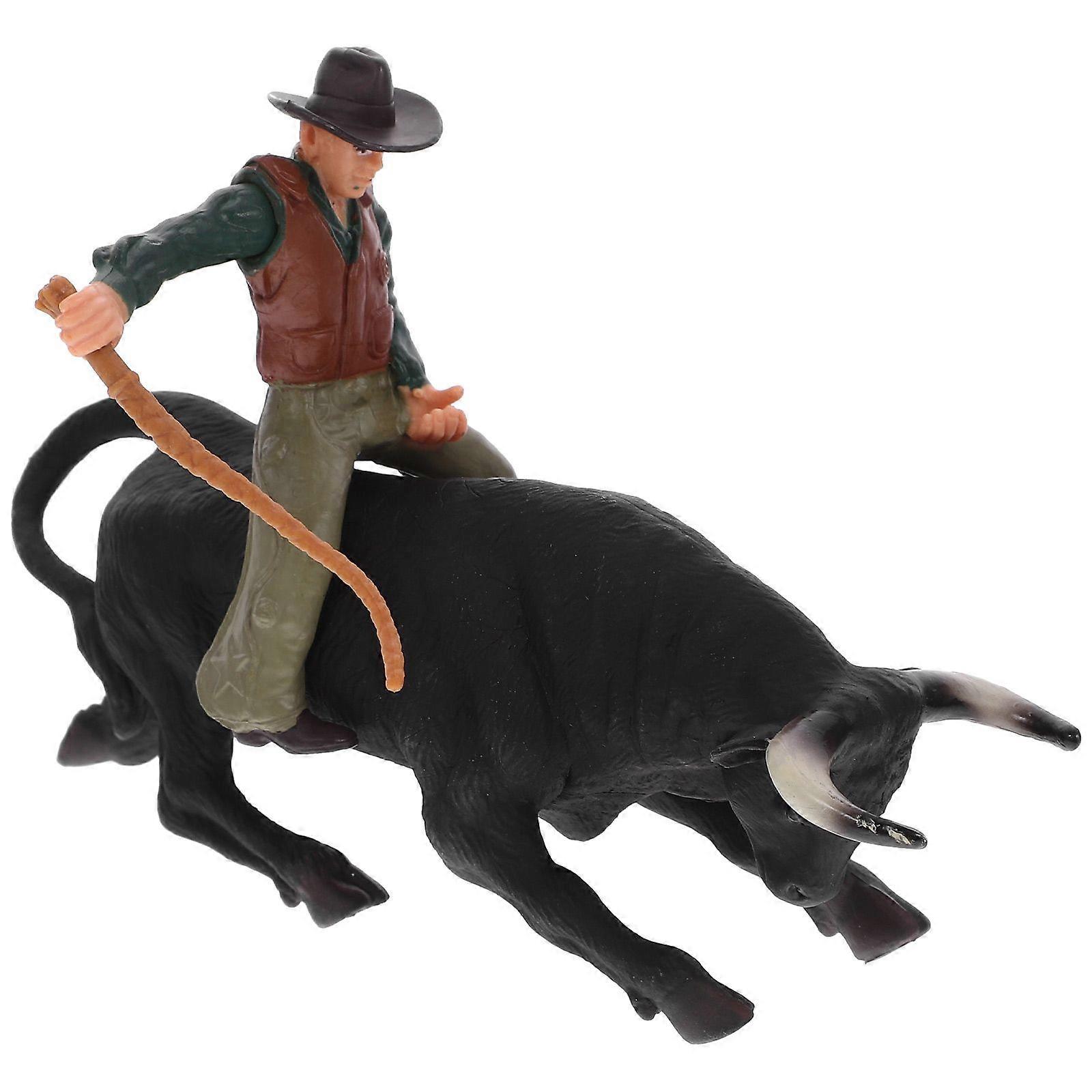 1 Set Simulation Western Cowboy Bull Model Adornment Children Static Matador Toy