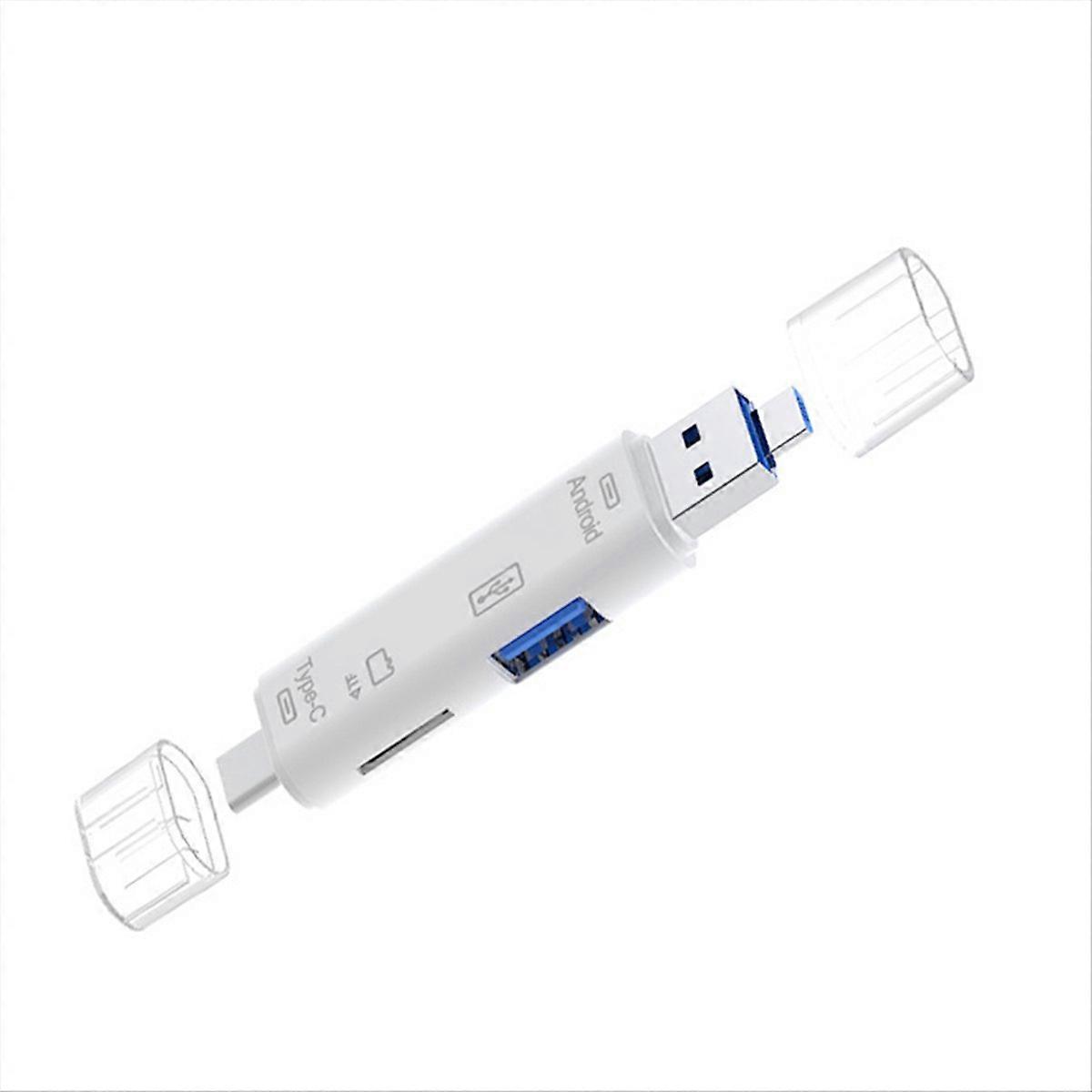 3-in-1 Card Reader with OTG Function Support USB 2.0 /Type C White