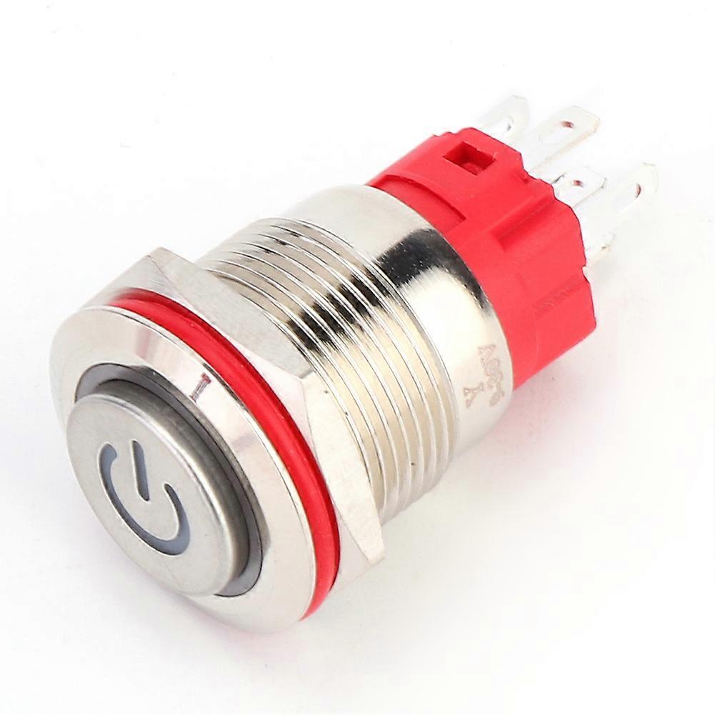 Metal Push Button Switch DC9~30V 19mm 1NO 1NC Self Locking Switch with Light Yellow(Ring Power Lamp High Head Self locking )
