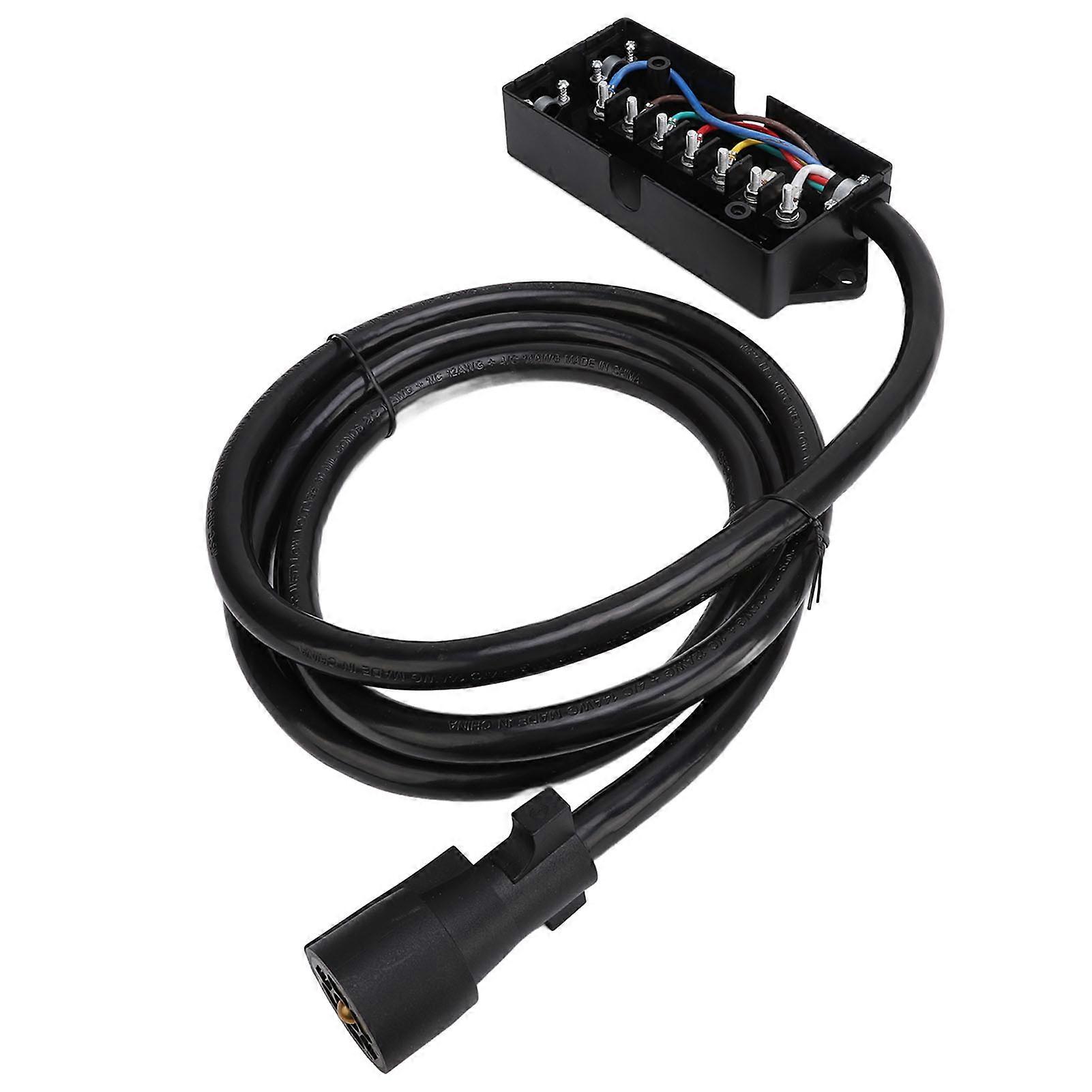 7 Way Plug Inline Trailer Cord with 7 Gang Junction Box Weatherproof 8FT 7 Pin Trailer Connector Wiring Harness