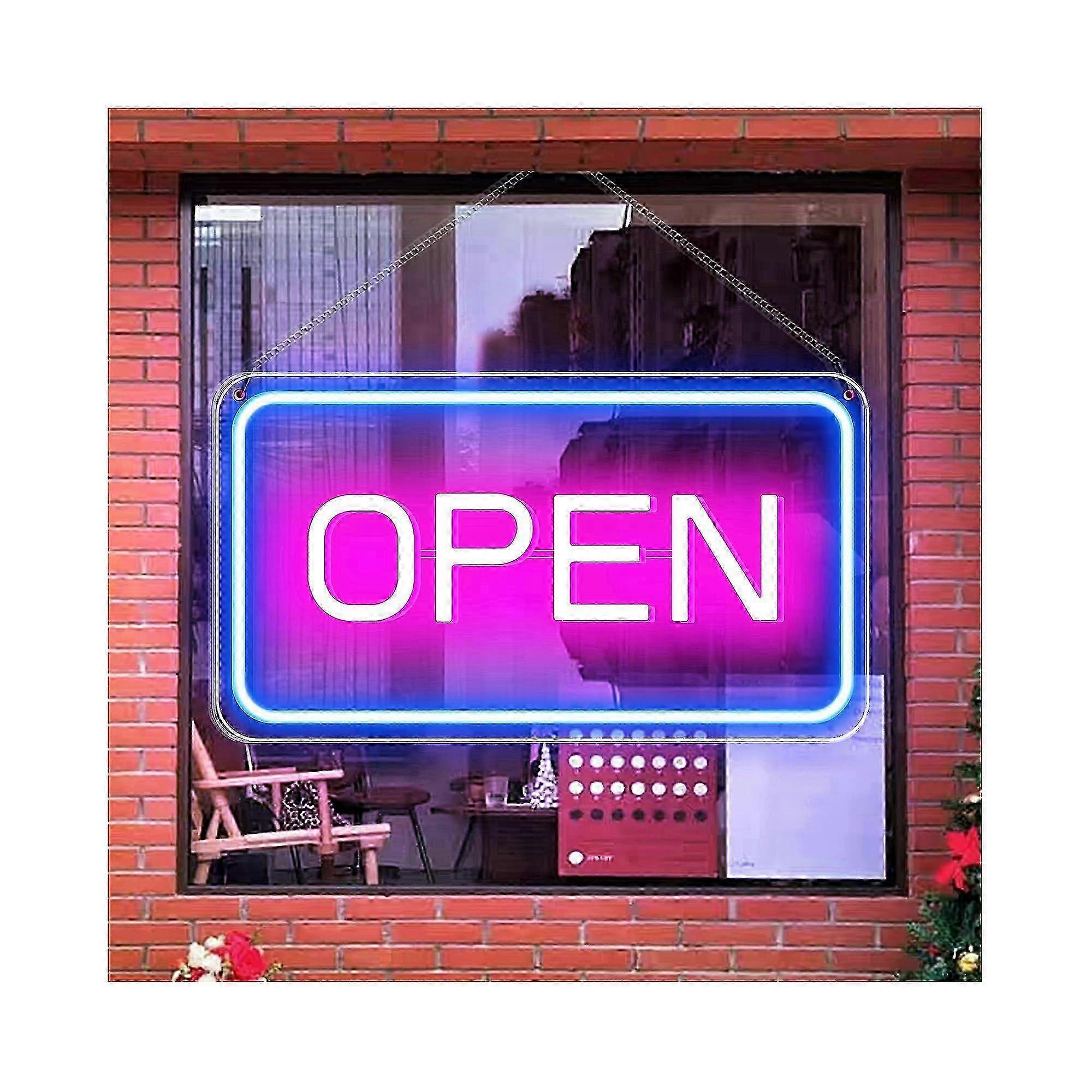 Open Signs 16x9 Neon Sign COB LED With On/Off Switch Blue And Pink Light Up Sign For Window Wall Hotel Horizontal