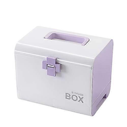 First Aid Kit Portable Medical Box With Large Capacity Storage Drawer Cross Lock Purple For Home And Car