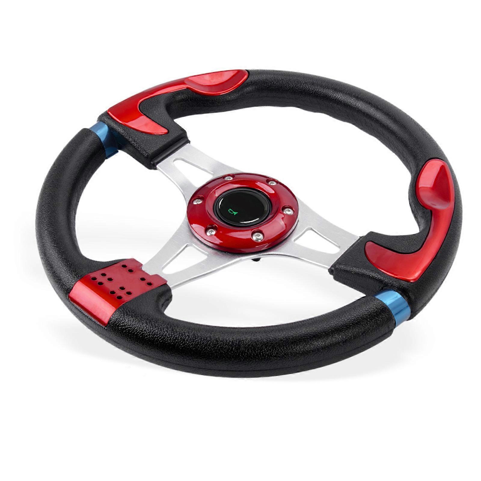 Non Slip 13 Inch Universal Auto Steering Wheel Ergonomic Design Easy Mounting Enhancing Driving Experience Lightweight  Red