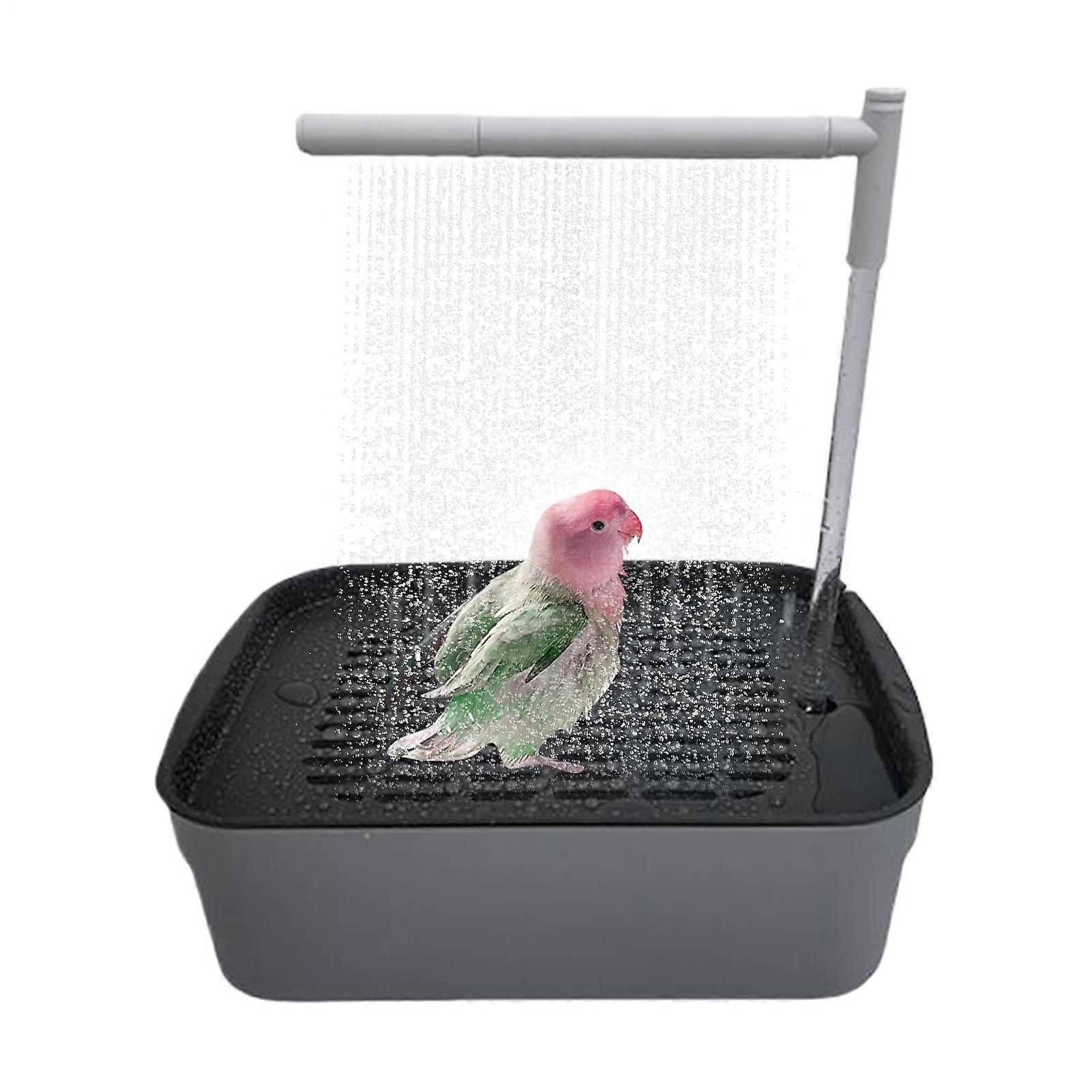 Bird Shower Bath Automatic Rechargeable Tub With Circulating Faucet For Parakeet, Lovebird, Finch, Conure Cage Accessory