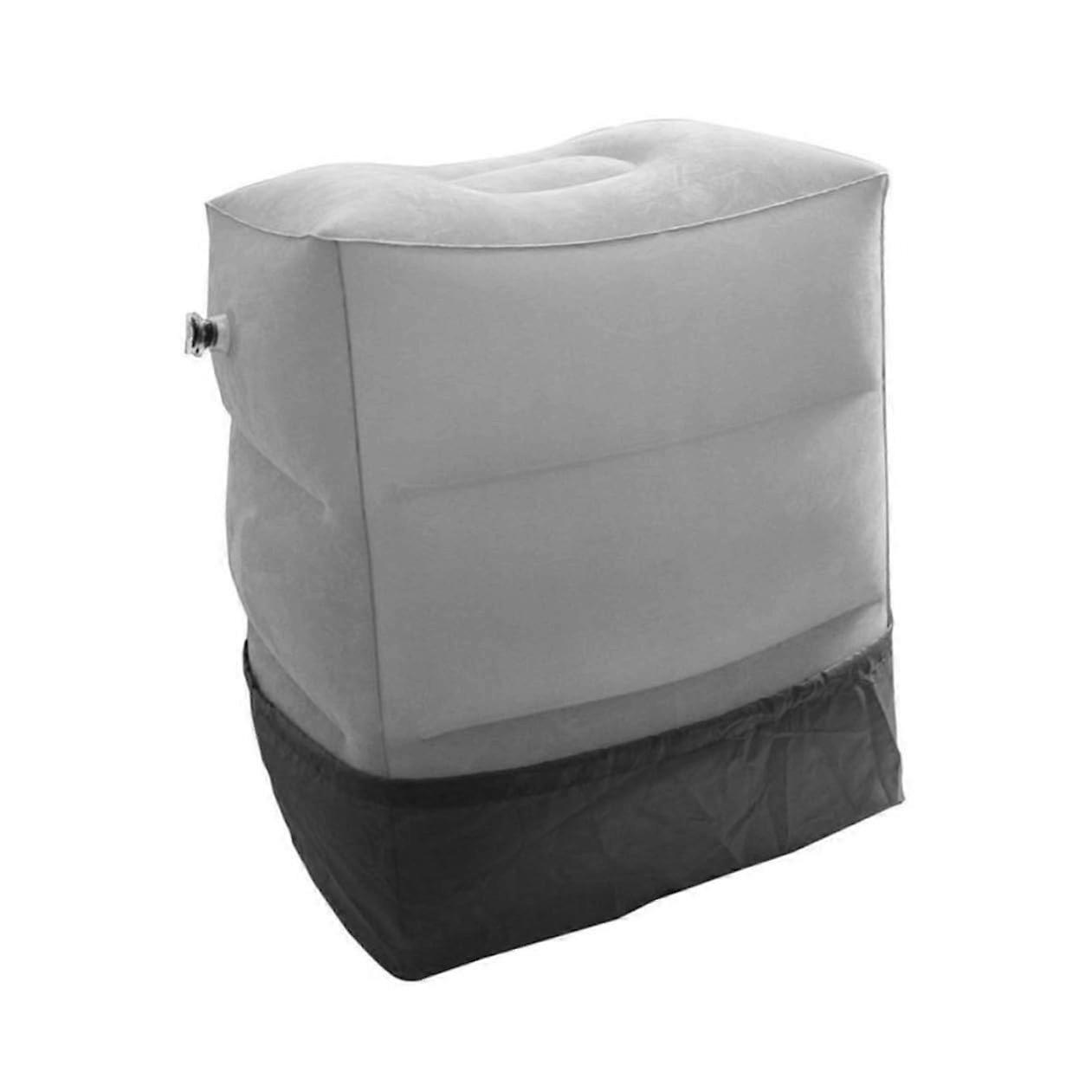 Inflatable Airplane Footrest Pillow with Adjustable Height Travel Leg Cushion for Plane Train in Grey